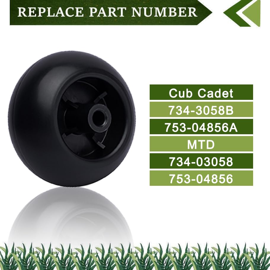4 Pack Lawn Mower Deck Wheels Replacement - Compatible with Craftsman, Husqvarna, Cub Cadet (Models 753-04856A, 133957, 734-3058B) - Durable Replacement Wheels for Smooth Lawn Mowing & Yard Maintenance