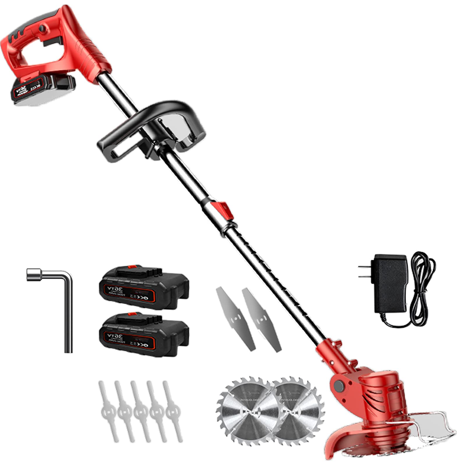 Cordless Electric Trimmer - 36V 11000mAh Lithium-Ion Handheld Lawn Mower & Weed Eater with Telescopic Rod & Adjustable Head | Perfect for Garden Lawn Care, Yard Maintenance & Outdoor Landscaping