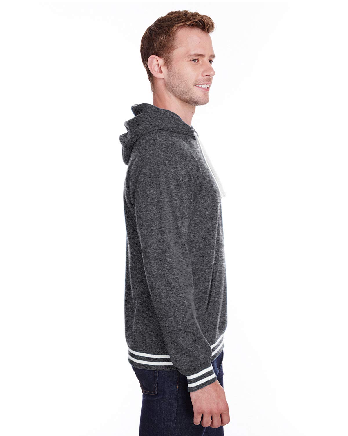 J America Adult Relay Hooded Sweatshirt - Men's Pullover Hoodie with Front Pocket, Black - Perfect for Casual Wear, Gym & Outdoor Activities