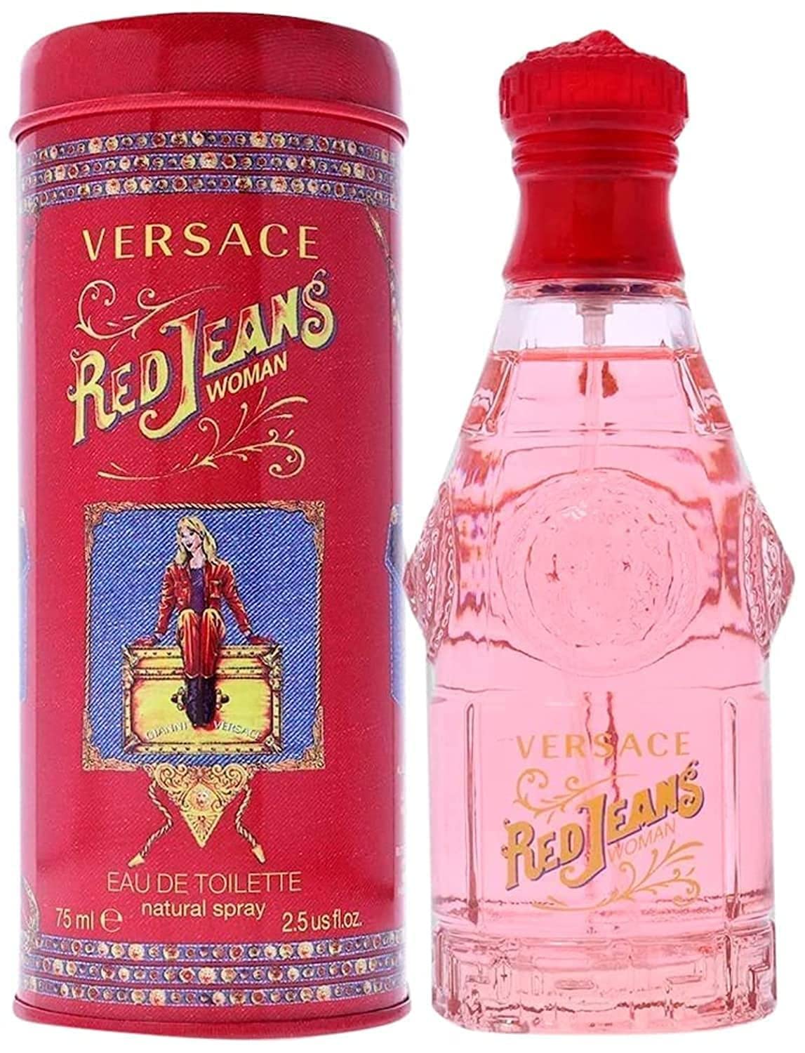 Versace Red Jeans Eau de Toilette Spray for Women - 2.5 oz Tester | Fresh Floral Fragrance for Daytime Wear & Special Occasions