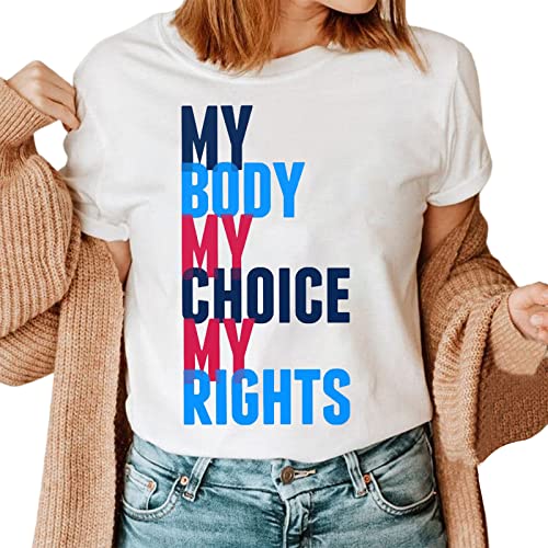 Women's Casual Long Sleeve Blouse with Letter Print - Round Neck Equality & Women's Rights Tunic Top (White, S) - Perfect for Office Wear, Daily Outfits & Feminist Events