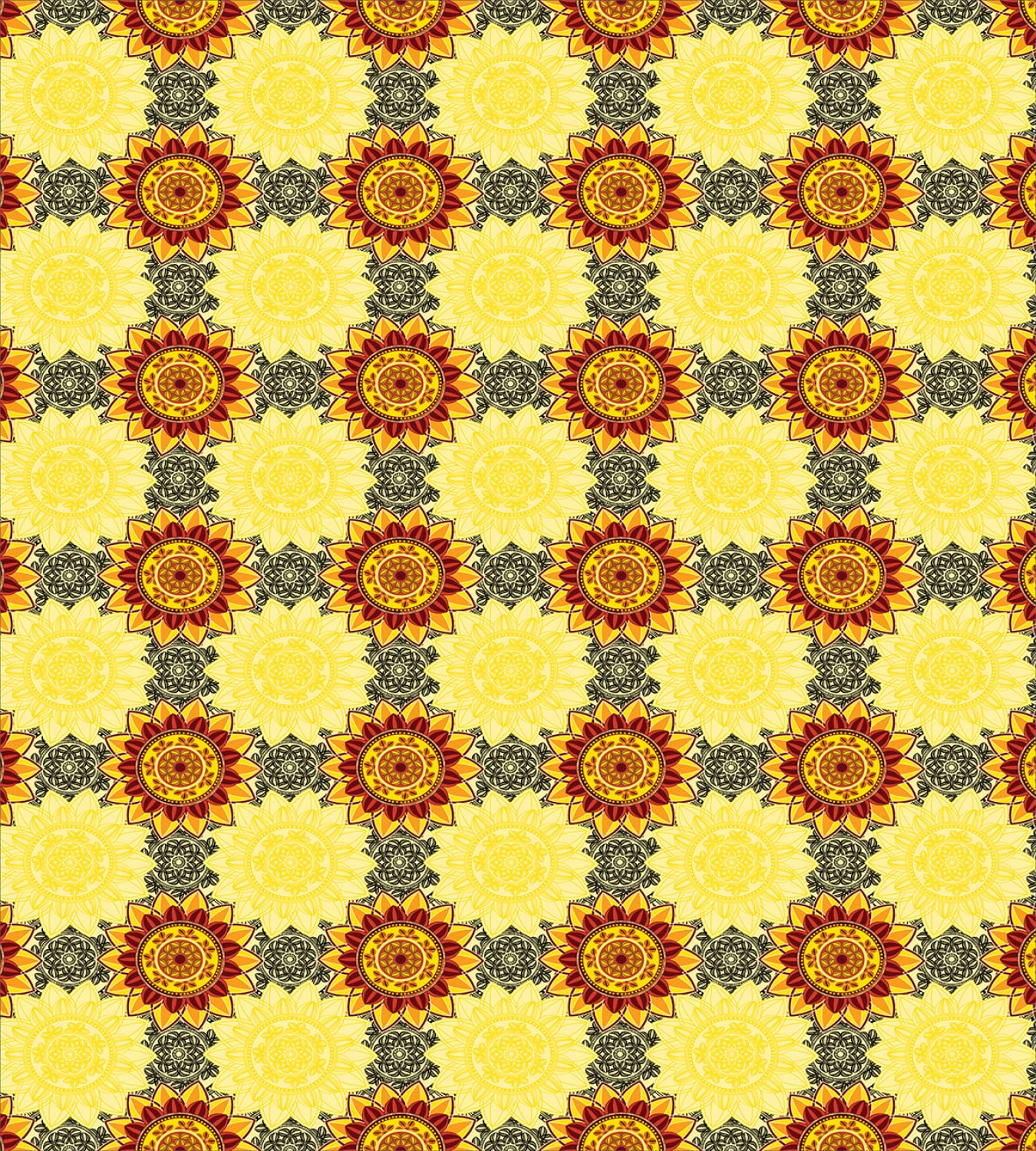 Ambesonne Mandala Duvet Cover Set - King Size 2-Pack with 2 Duvet Covers & 4 Pillowcases | Vibrant Yellow Black Ruby Bohemian Floral Pattern | Perfect for Bedroom Decor, Guest Room, and Boho Chic Home Styling