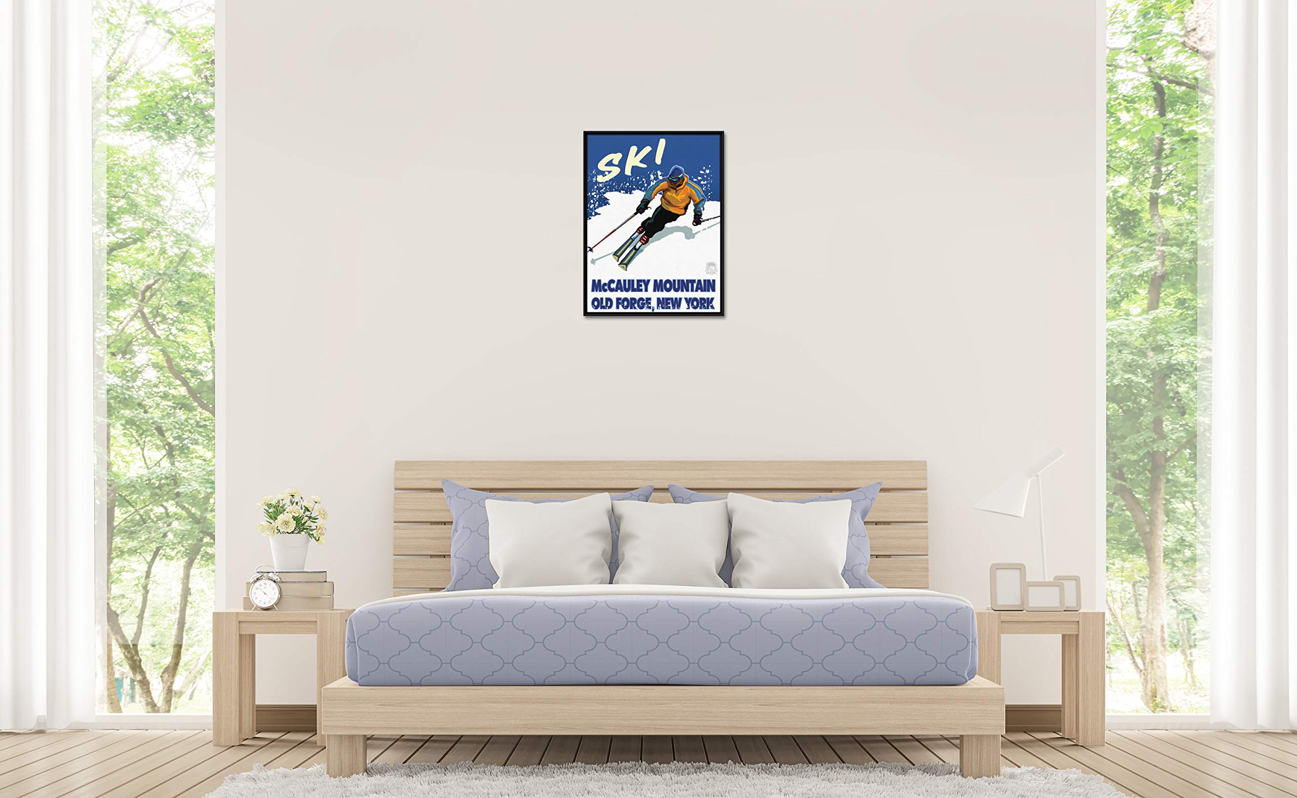 Old Forge New York McCaley Mountain Downhill Framed Canvas Wall Art - 18