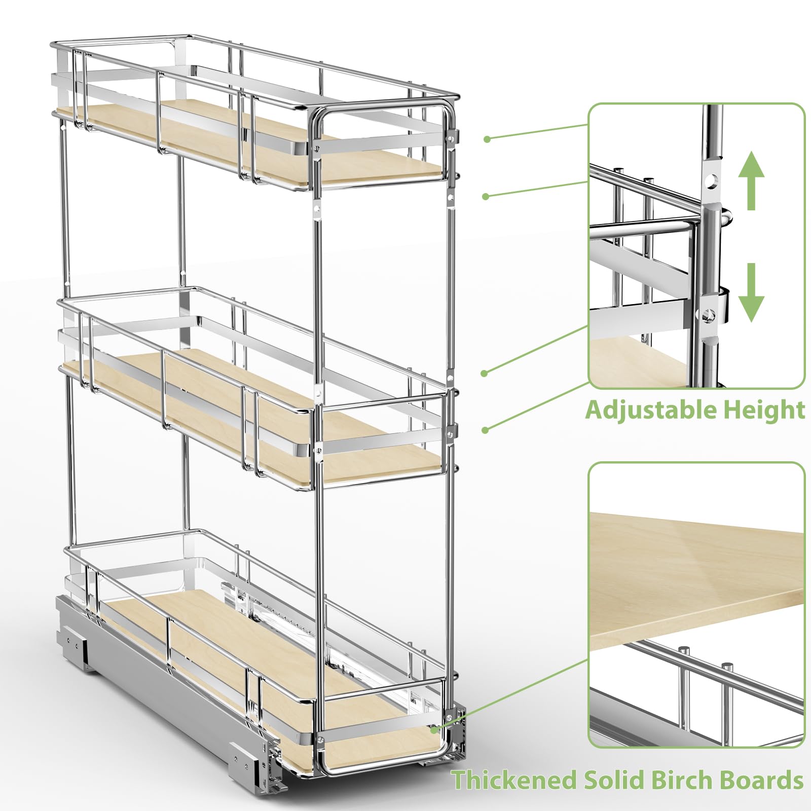 ROOMTEC 3-Tier Pull Out Cabinet Organizer Spice Rack - 5