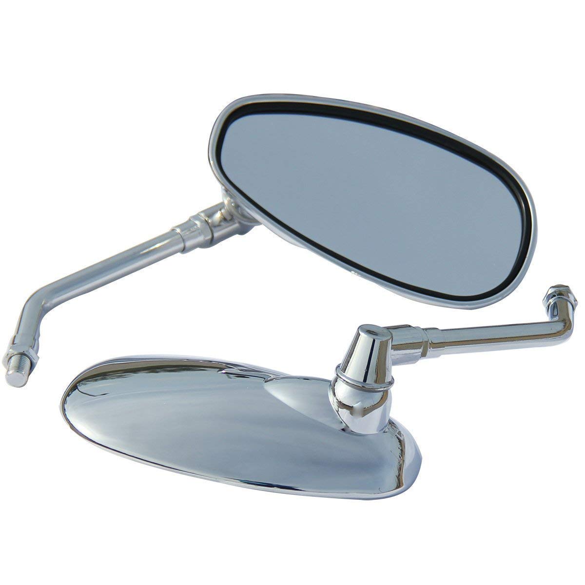 Chrome Oval Motorcycle Rear View Mirrors for 2013 Honda Fury VT1300CX - Universal Fit, Anti-Vibration, Wide-Angle Safety Mirrors for Cruiser Bikes (Ideal for Highway Riding & Urban Commuting)