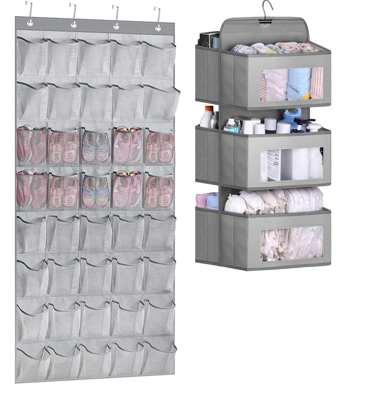 KIMBORA 40-Pocket Hanging Pantry Organizer & 2-Sided Closet Organizer for Kitchen Storage & Wardrobe Organization