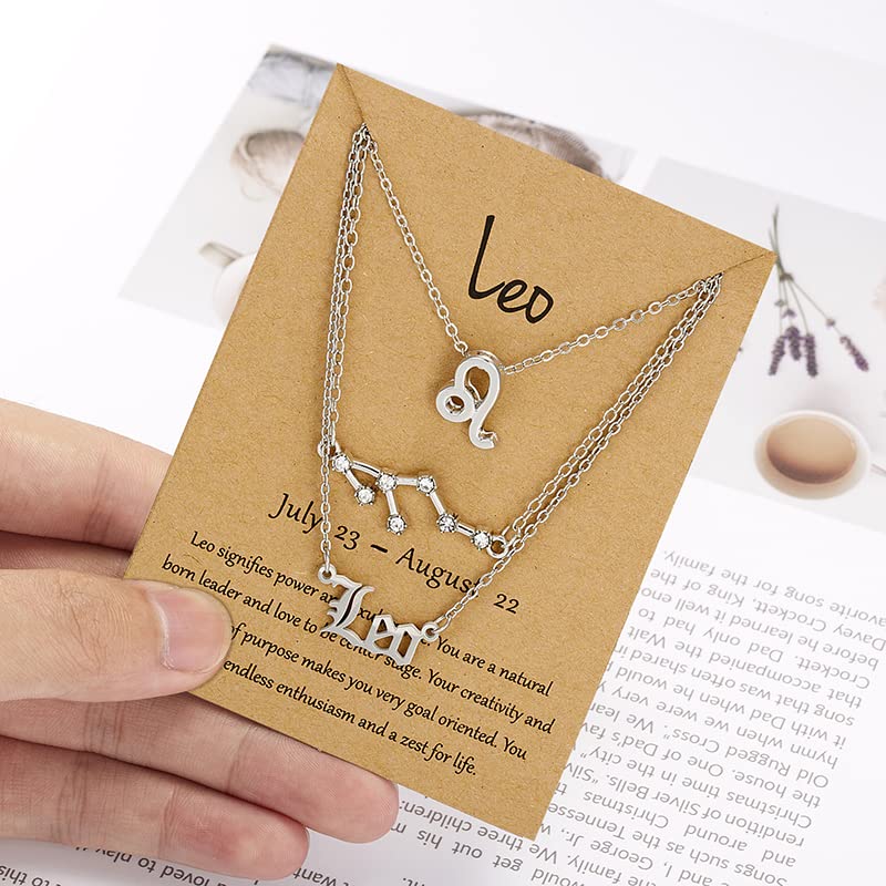 ShiQiao Horoscope Necklace for Women - Zodiac Astrology Pendant with 3 Layers, Perfect Birthday & Christmas Gift for Girls - Elegant Star Necklace for Daily Wear, Special Occasions & Spiritual Jewelry Collection