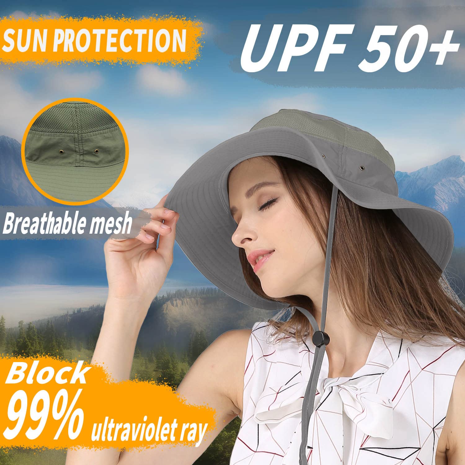 UPF 50+ Wide Brim Sun Hat for Women & Men - UV Protection Summer Bucket Hat for Fishing, Hiking, Beach, Gardening & Outdoor Activities