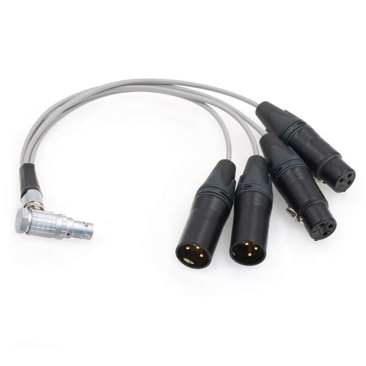 10-Pin to 4X 3-Pin XLR Male Female Audio Breakout Cable for Atomos Shogun Inferno 7 Monitor Recorder - Right Angle Connector - Professional Mic Input Output Solution for Studio Recording & Live Streaming