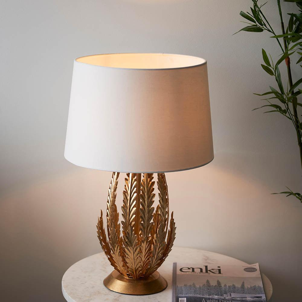 Endon Delphine 1 Light Gold Leaf Table Lamp - Elegant Home Decor for Living Room, Bedroom & Office - Perfect for Reading, Accent Lighting & Interior Design