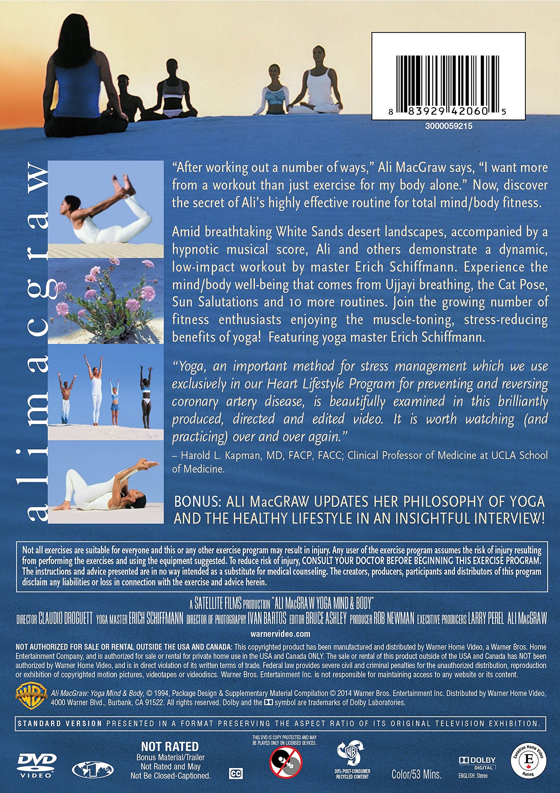 Ali MacGraw: Yoga, Mind & Body - DVD for Home Workouts, Stress Relief & Flexibility Training | Perfect for Beginners & Yoga Enthusiasts
