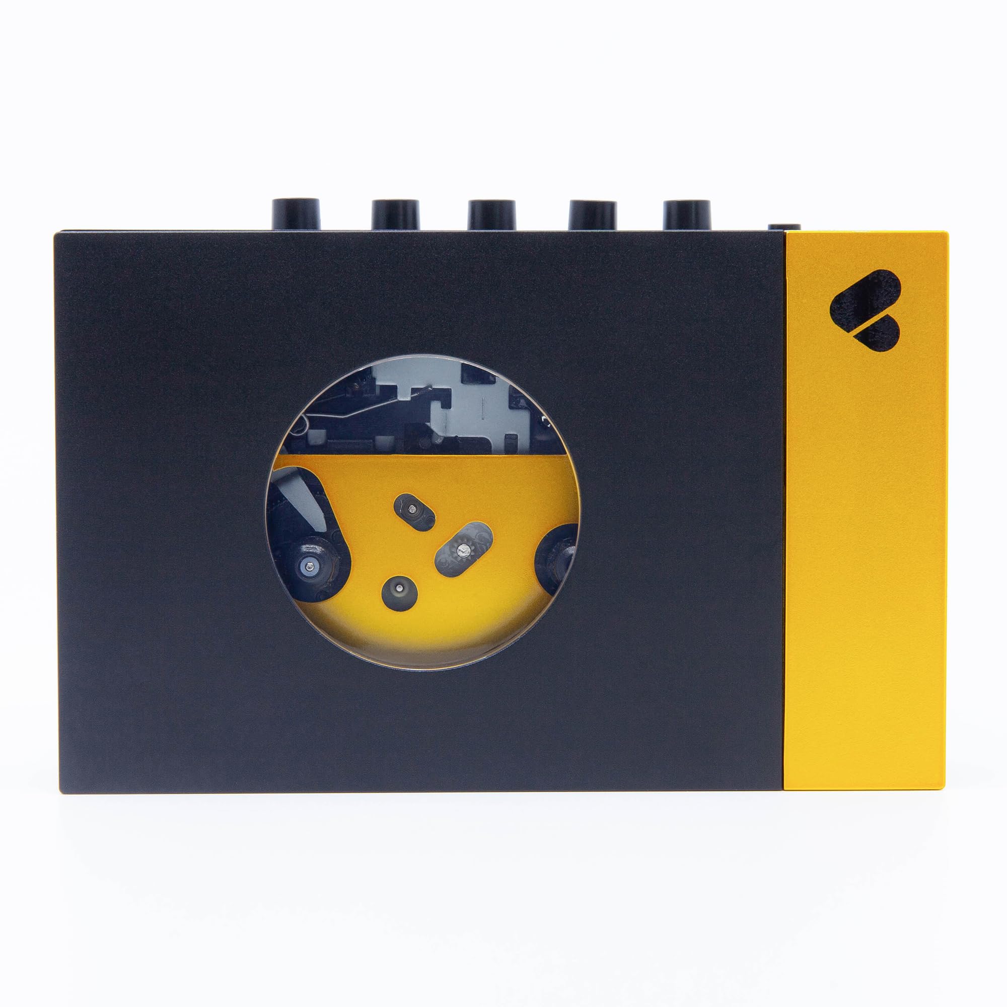 Portable Cassette Player with Bluetooth - Wireless Tape Recorder & Speaker for Headphones, 3.5mm Audio Jack (Black & Yellow) - Perfect for Vintage Music Lovers, Road Trips and Retro Gift Ideas