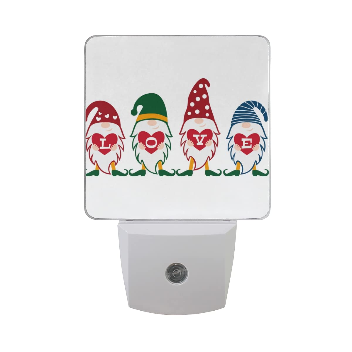 Gnome Night Light with Heart & Love Letter - Dusk to Dawn Sensor LED Plug-in Nightlight for Bedroom, Bathroom, Kitchen, Hallway & Stairs | Energy Efficient Auto On/Off | Perfect for Valentine's Decor, Nursery Lighting & Cozy Home Ambience