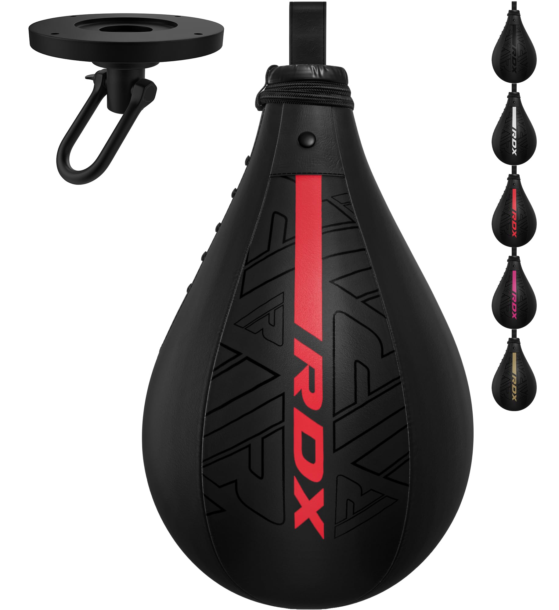 RDX Speed Bag Boxing Ball and Swivel Set - Premium Maya Hide Leather Punching Bag with Extra Bladder for MMA, Muay Thai, Kickboxing Training | Home Gym Equipment for Boxing Workouts & Martial Arts Practice | Perfect for Cardio, Strength Training & Stress Relief