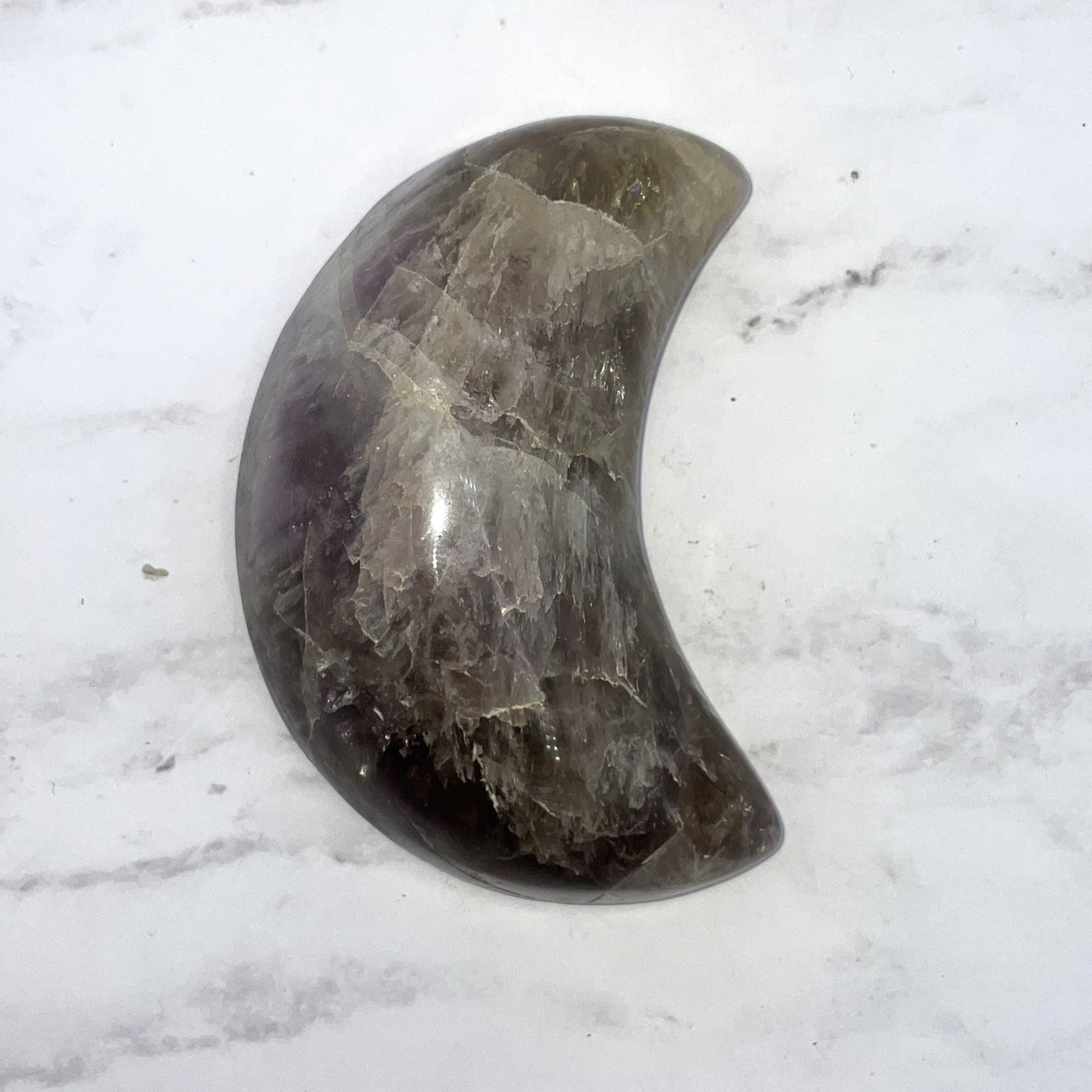 Natural Ametrine Moon Carving - Healing Crystal for Meditation, Reiki & Spiritual Decor | Perfect for Home, Office & Yoga Space