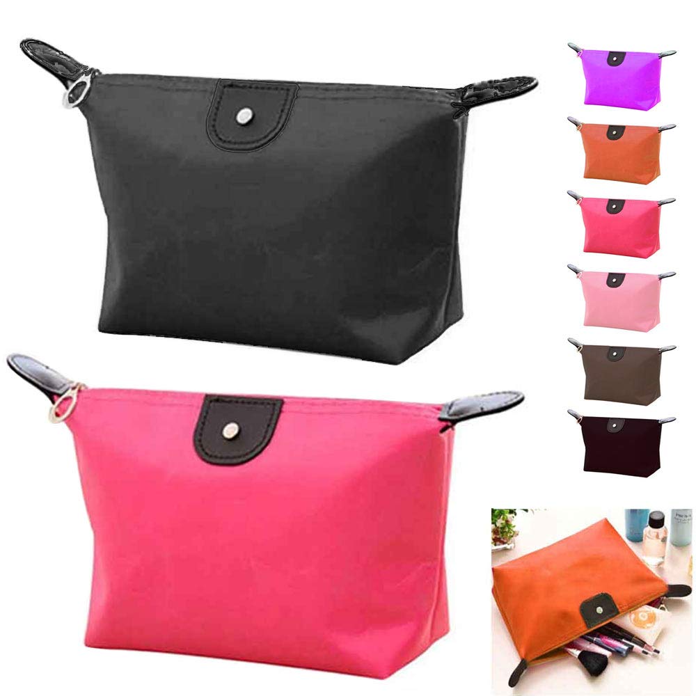 2 Pack Small Makeup Bags for Women - Travel Cosmetic Organizer with Zipper, Portable Toiletry Pouch for Makeup Brushes, Lipstick, Skincare (Perfect for Travel, Gym, Daily Use & Gift Giving)