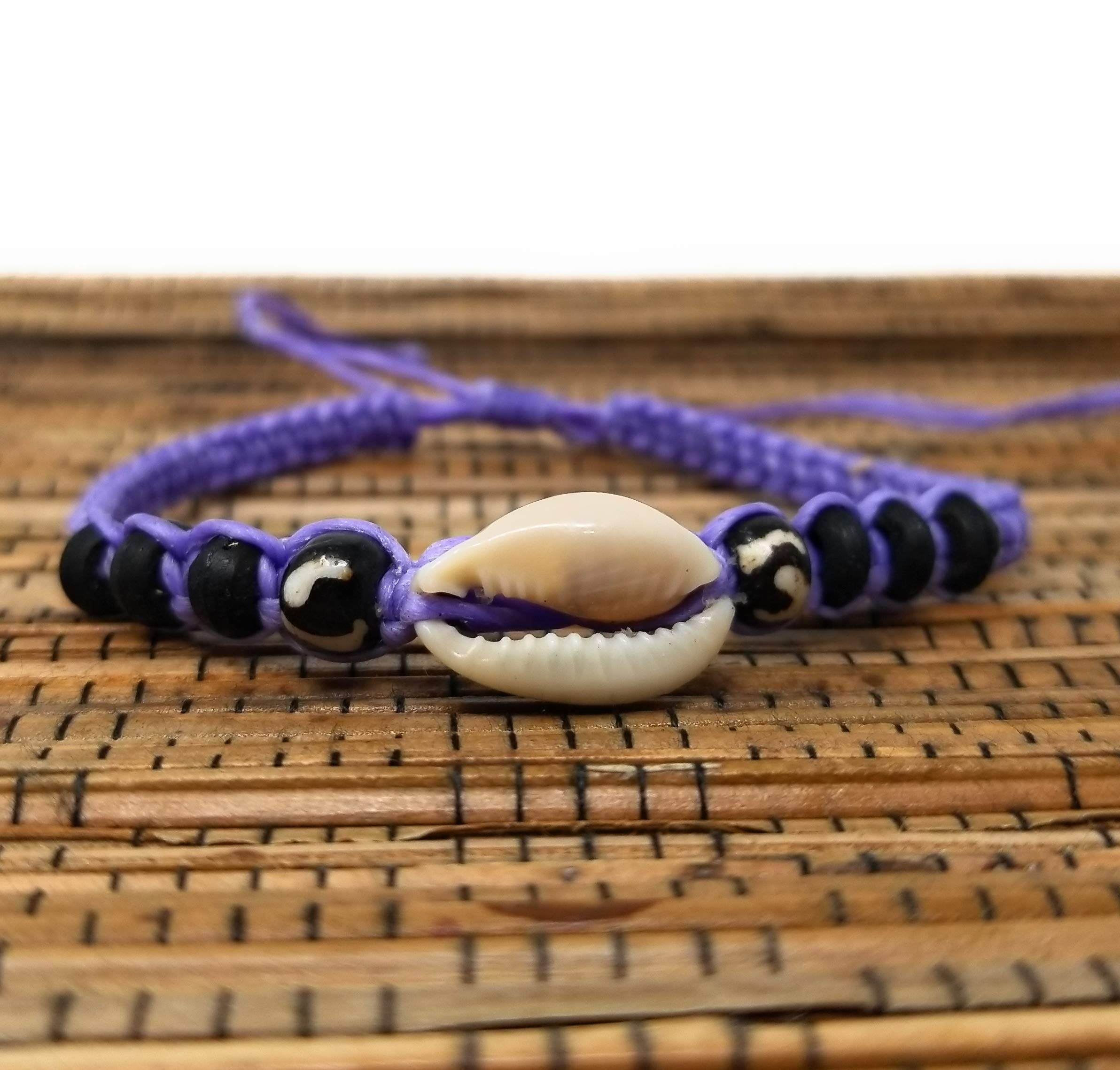 Natural Cowrie Shell Bracelet for Women - Handmade Puka Seashell & White Beads Anklet with Hemp Cord - Boho Beach Jewelry for Summer Vacation, Festival Wear and Gift Giving