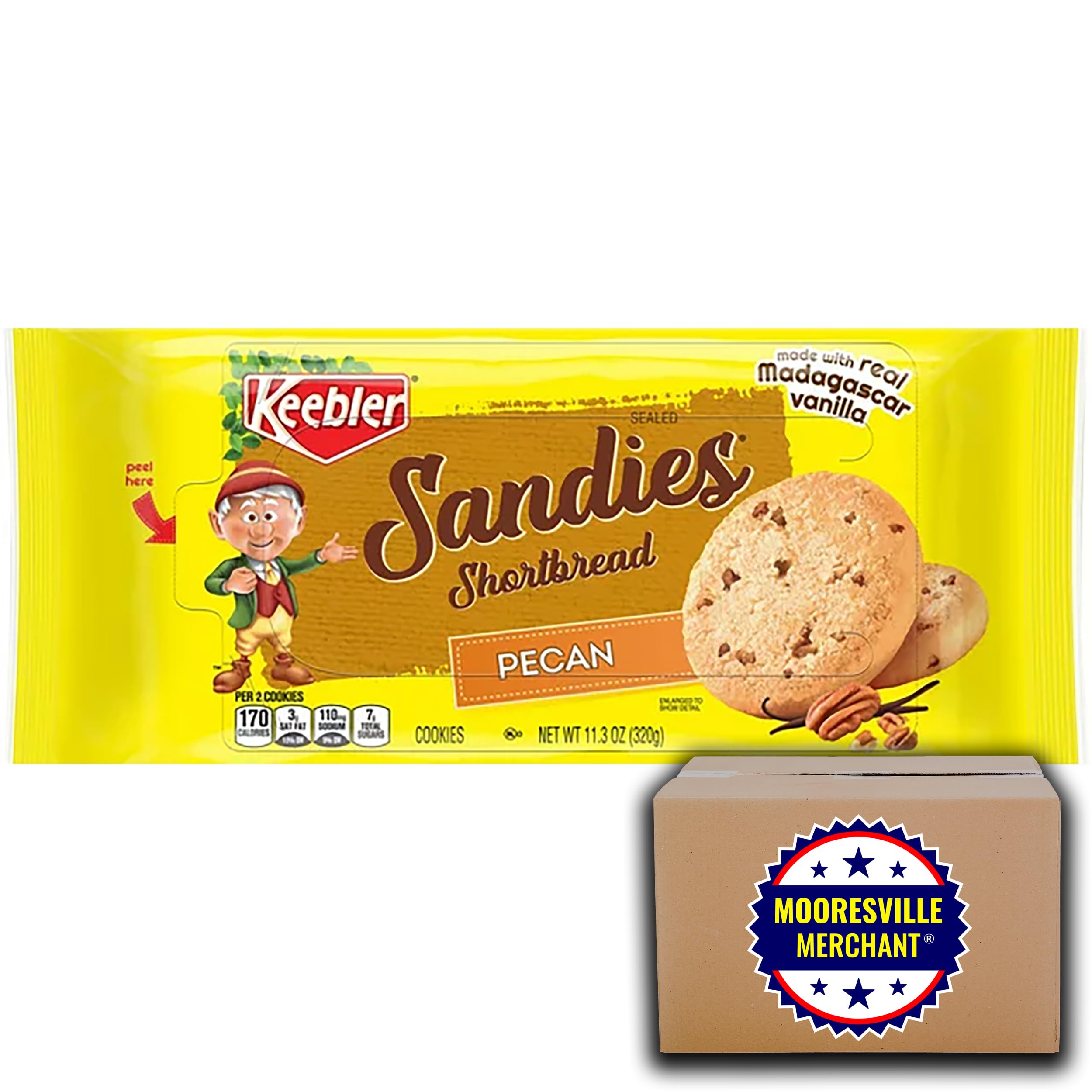 Delicious Pecan Shortbread Cookies - 11.3 oz (2 Pack) | Premium Quality Butter Cookies | Perfect for Gifts, Parties & Holiday Baking | Includes Free Mooresville Merchant Decal