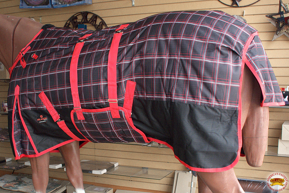 Hilason 1200D Winter Waterproof Turnout Horse Blanket with Belly Wrap - Heavy Duty 66