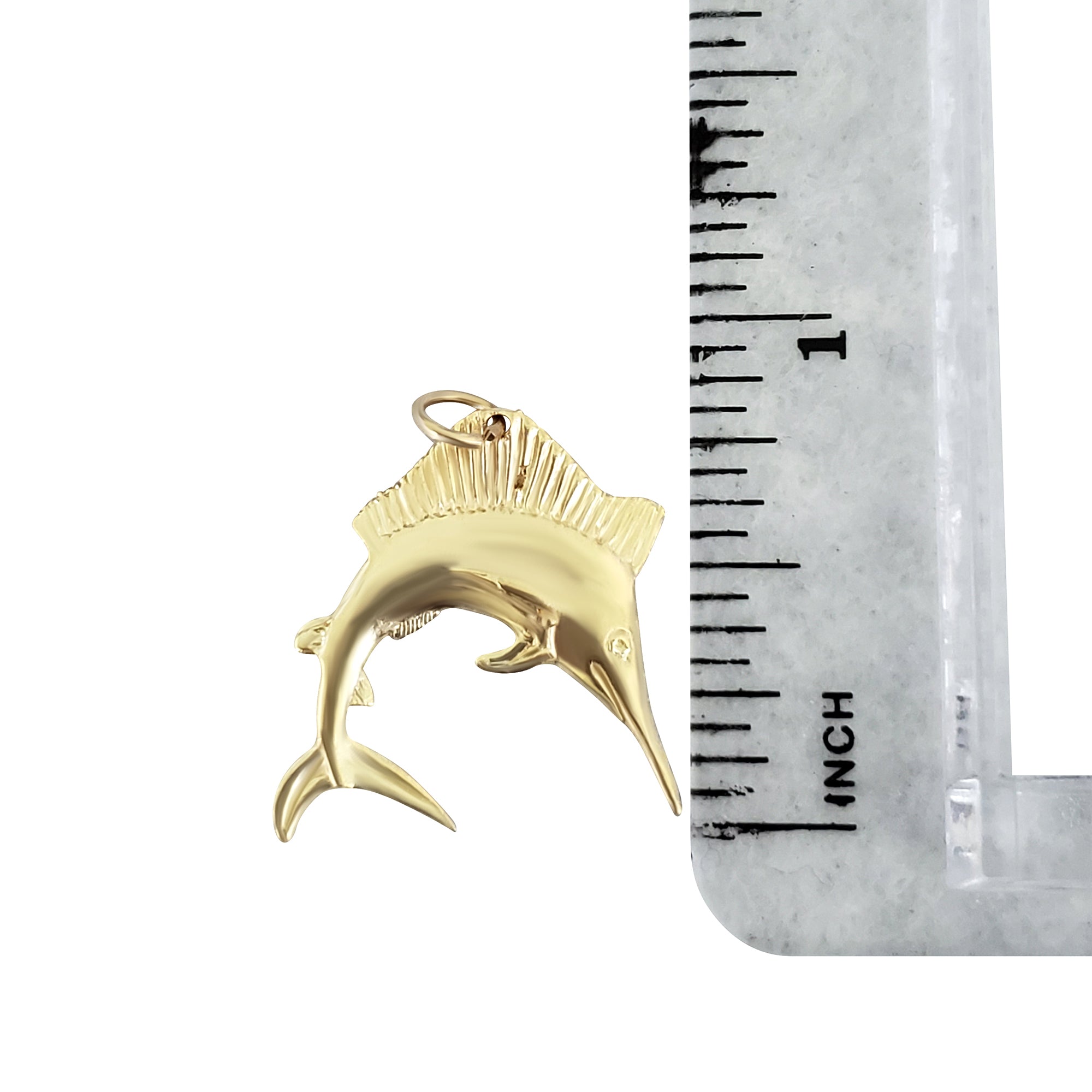 14K Yellow Gold Swordfish Charm Pendant with Diamond Cuts - Perfect for Necklaces, Bracelets & Jewelry Gifts