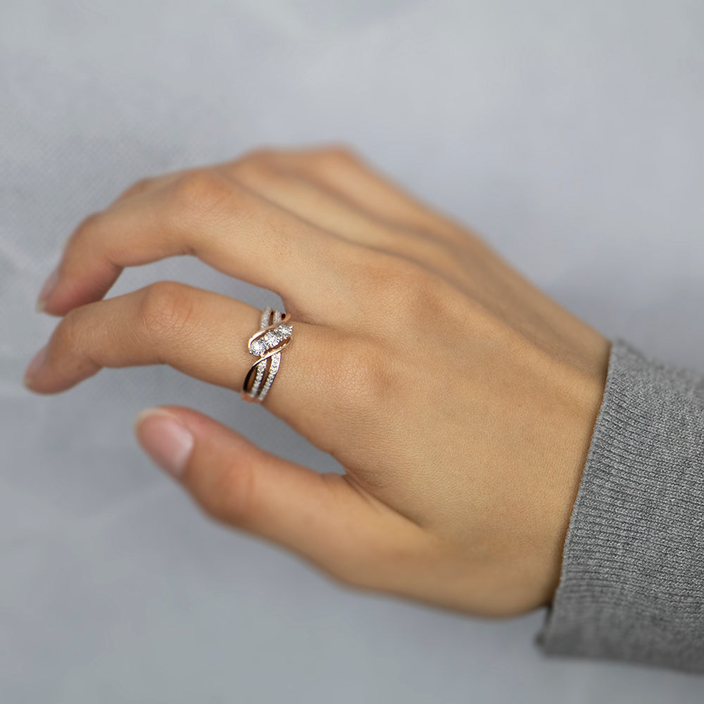 9ct Rose Gold Ring with 23 Brilliant Cut Diamonds - Elegant Diamond Engagement Ring for Women, Perfect for Wedding, Anniversary & Special Occasions