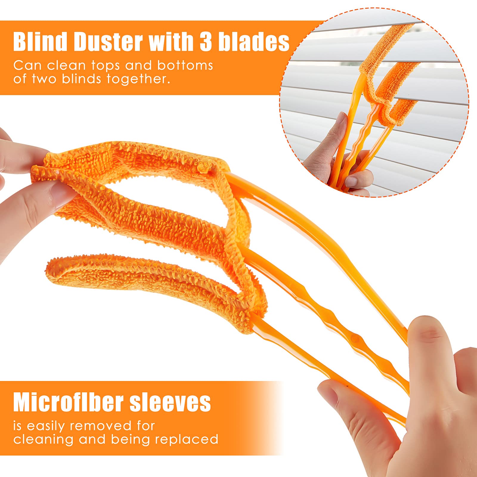 6-Piece Window Blind Cleaning Kit - 2 Venetian Blind Dusters, 2 Shutter Brushes & 2 Cleaning Gloves - Multi-Purpose Dusting Tools for Blinds, AC Vents, Keyboards & Household Cleaning
