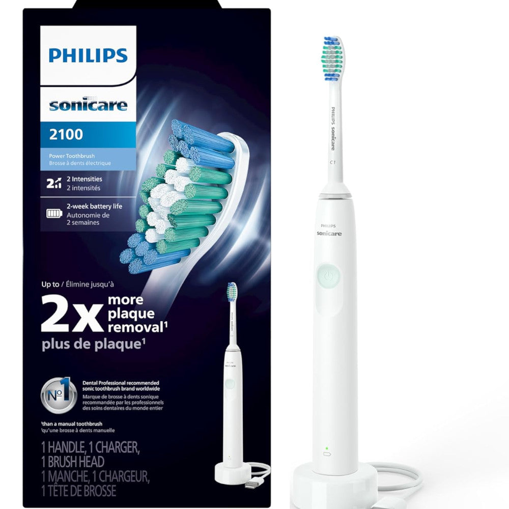 Philips Sonicare 2100 Series HX3661/04 Sonic Electric Toothbrush - Rechargeable with 2 Brush Heads for Deep Cleaning & Whitening - Perfect for Travel & Daily Oral Care