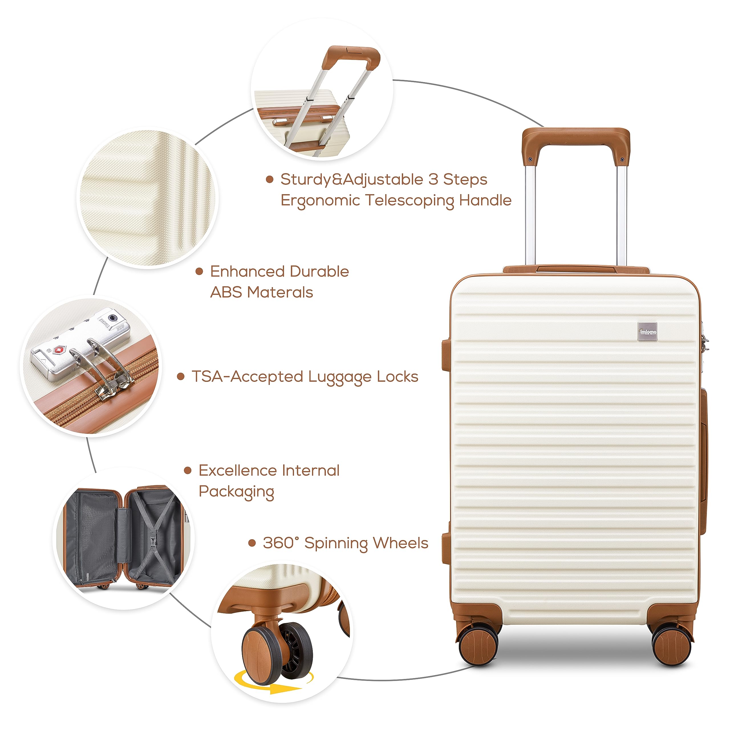 imiomo 20 Inch Expandable Carry-on Suitcase with 360° Spinner Wheels, Lightweight Hard Shell Rolling Luggage with TSA Lock - Perfect for Air Travel, Business Trips & Weekend Getaways