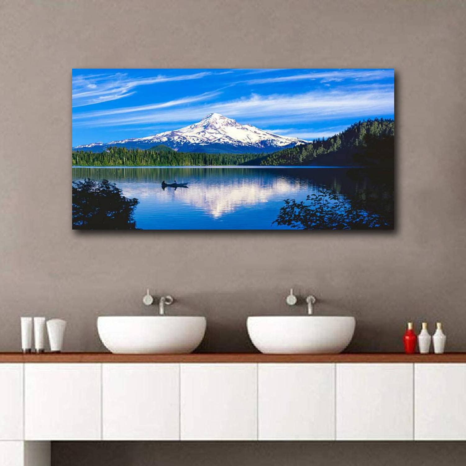 Spring Morning Reflection of Mt Hood OR Canvas Wall Art - Ready to Hang Photo Painting for Home, Bedroom, Bathroom, Living Room & Office Decor | Perfect for Nature Lovers & Pacific Northwest Inspired Interiors