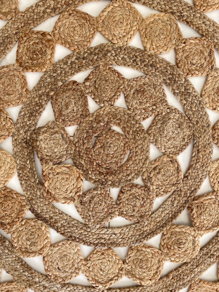 Natural Round Jute Rug 3x5 Feet - Handwoven Eco-Friendly Boho Floor Mat for Living Room, Bedroom, or Nursery Decor