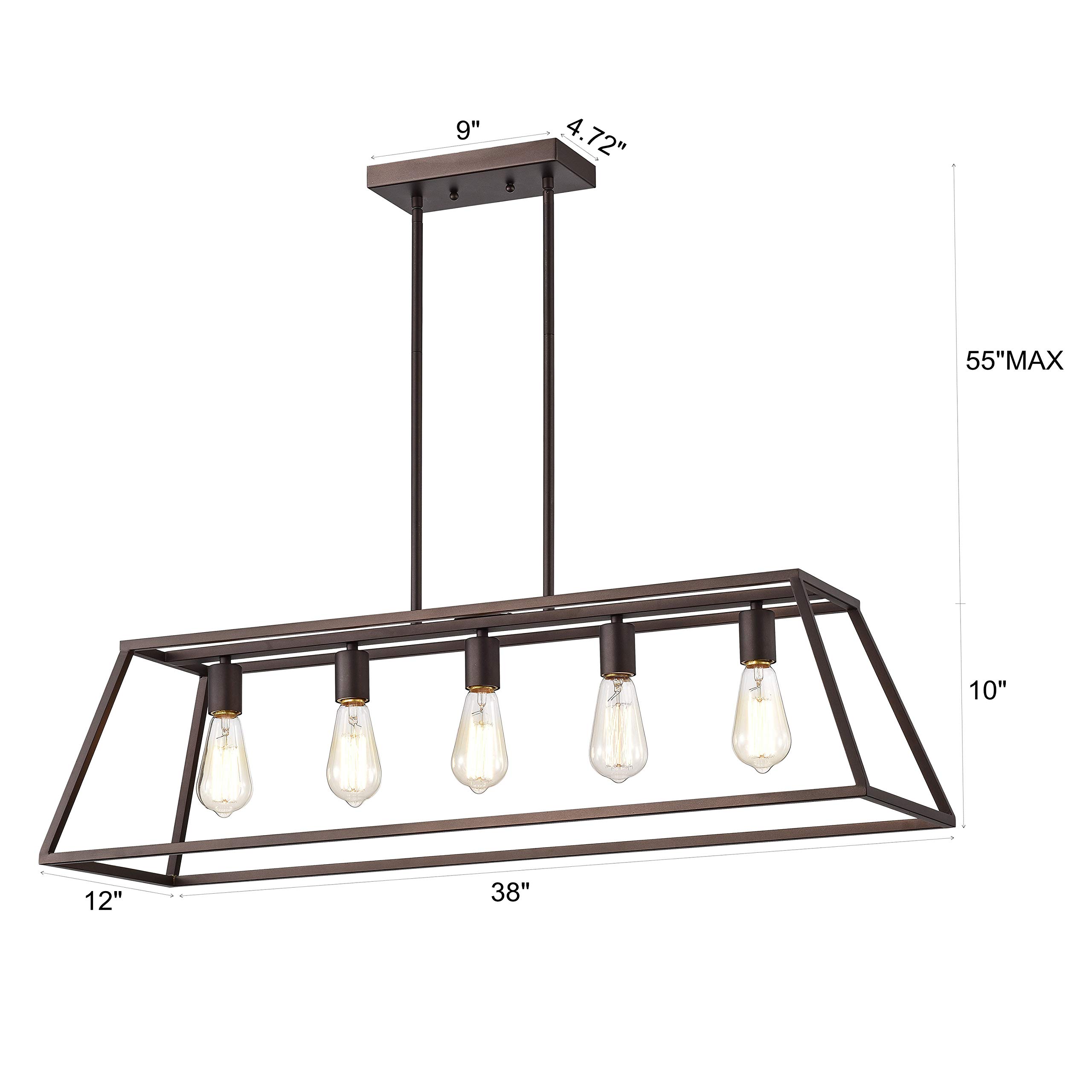 Industrial 5-Light Oil Rubbed Bronze Pendant Ceiling Fixture - 38