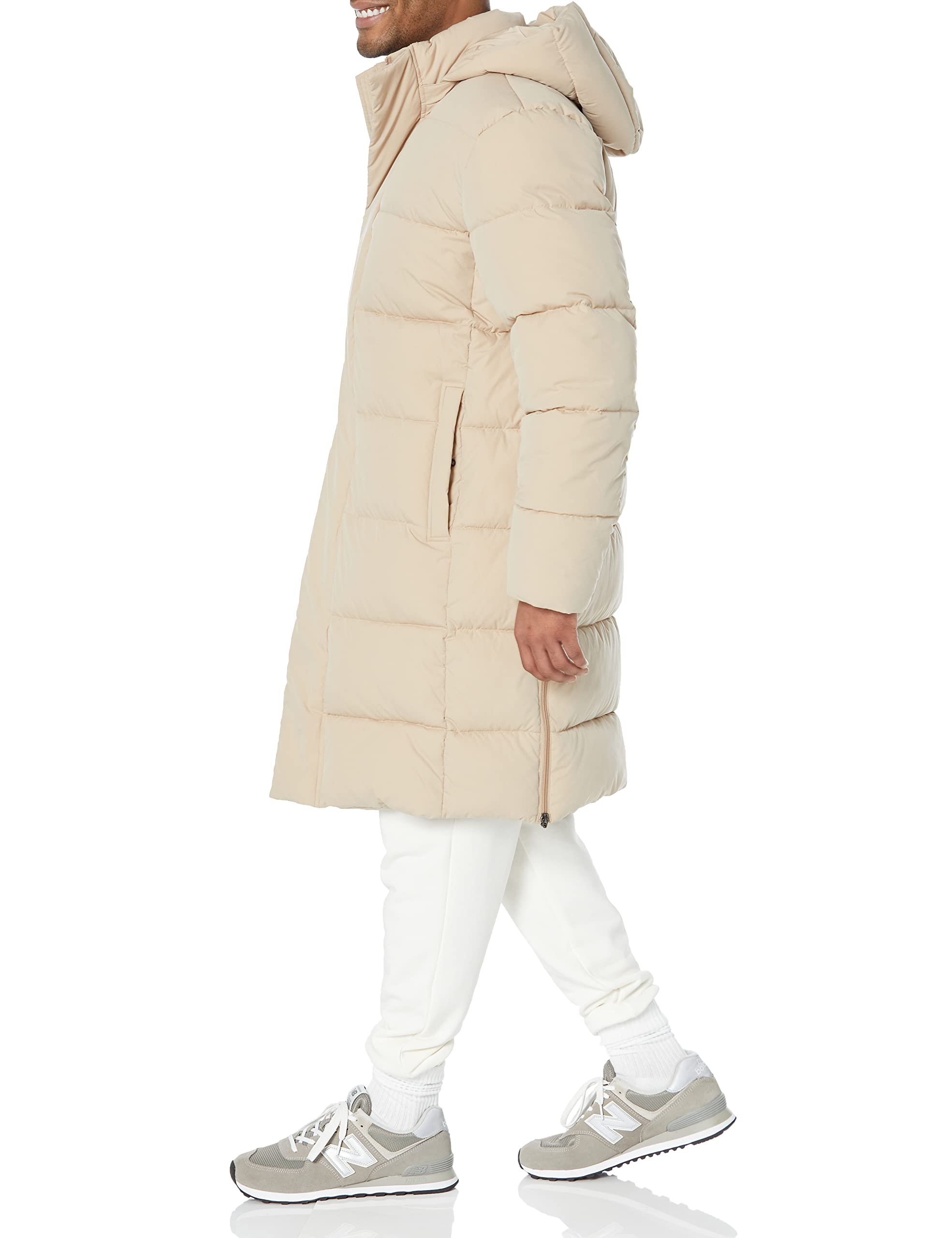 Amazon Essentials Men's Hooded Long Puffer Coat - Winter Warm Jacket for Cold Weather, Lightweight Water-Resistant Outdoor Parka - Perfect for Snow, Hiking & Daily Commute