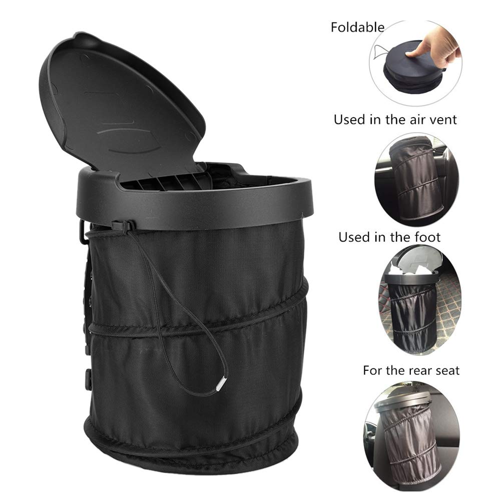 Foldable Car Trash Bin - Akozon Hanging Car Garbage Bag with Oxford Cloth for Waste & Dust - Perfect for Road Trips, Commuting & Keeping Your Vehicle Clean