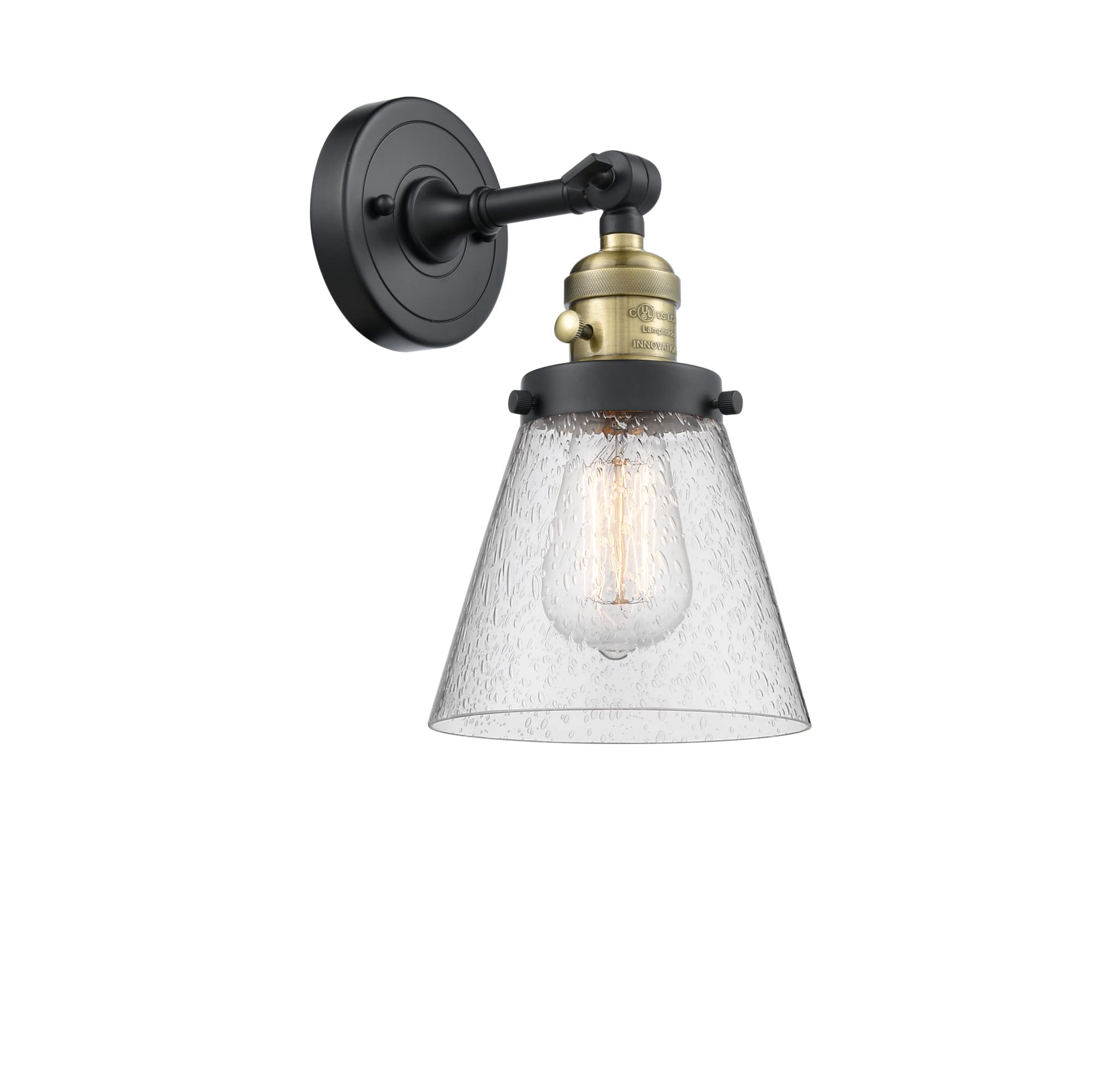 Innovations 203SW-BAB-G64 Black Antique Brass Wall Sconce Light Fixture with High-Low-Off Switch - Perfect for Bedroom, Hallway, and Living Room Lighting Decor