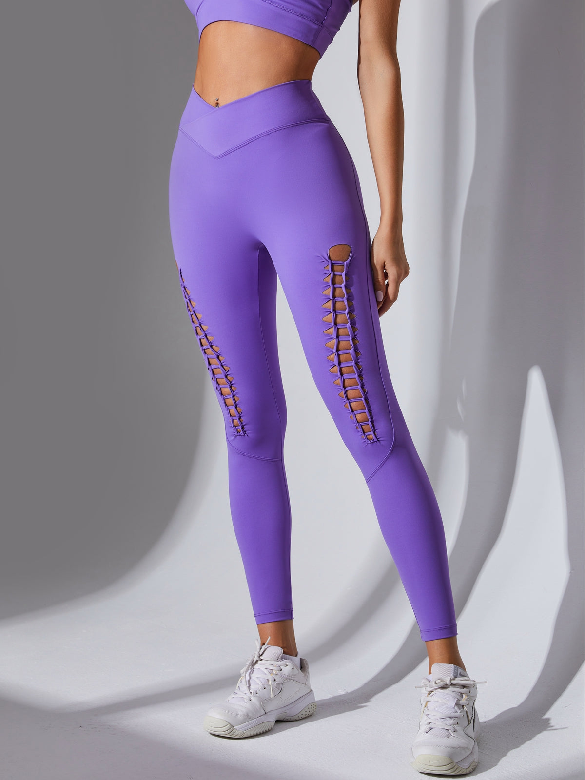 ZASUWA Women's High Waist Cutout Lace Up Yoga Leggings - Sexy Workout Pants for Gym, Running & Dance