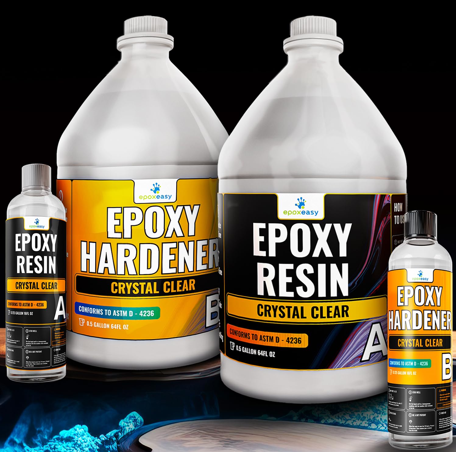 Premium 1 Gallon Table Top Epoxy Resin Kit - Food Safe, Crystal Clear, Non-Yellowing, Bubble-Free, Self-Leveling for Bar Countertops, Wood Tables, DIY Jewelry Making, Glass Coating & Art Casting Molds | Perfect for Home Decor, Craft Projects & Epoxy Gift Ideas
