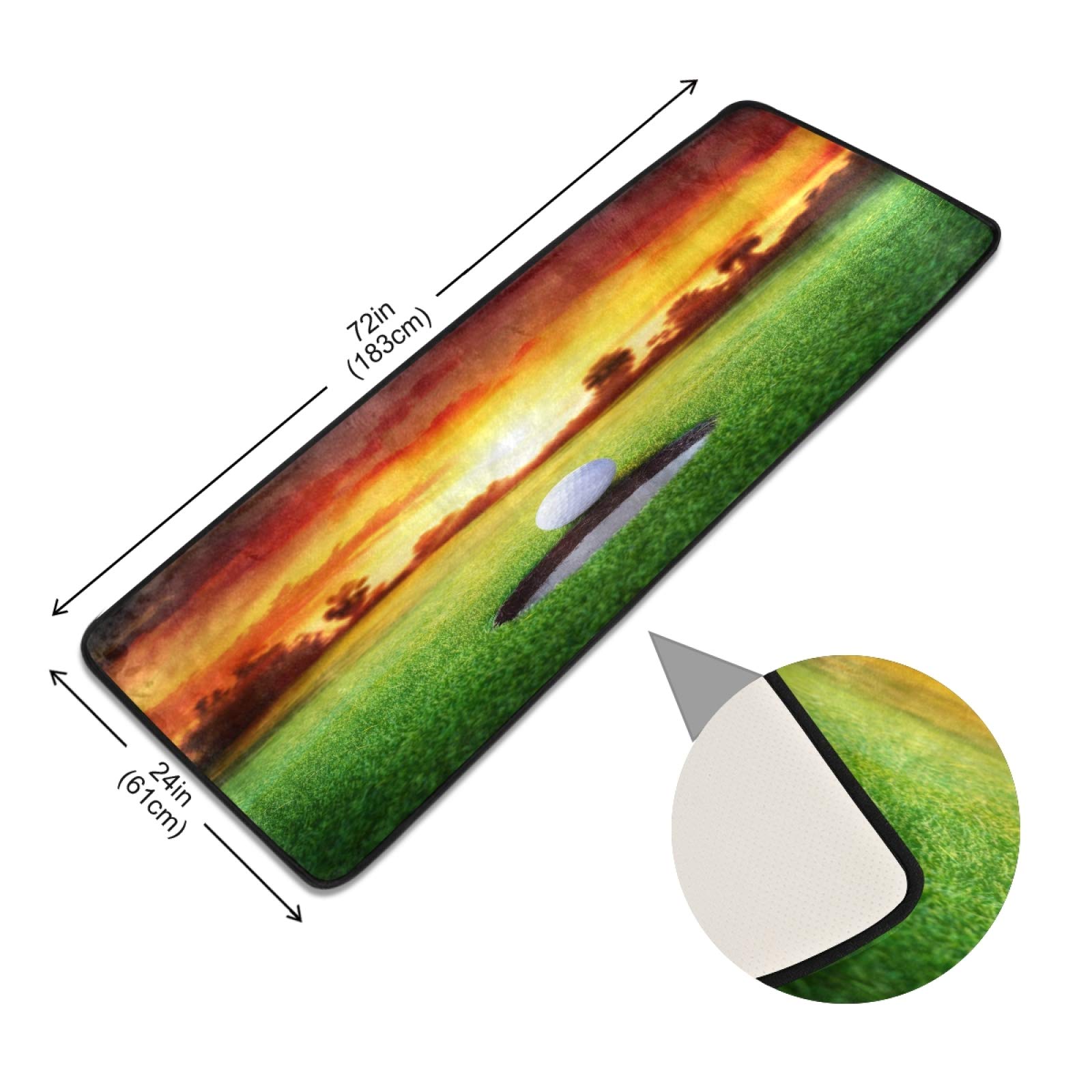 Non-Slip 2'x6' Golf Ball Sunset Hole Area Rug - Long Runner Carpet for Hallway, Living Room, Bedroom, Bathroom & Entryway | Indoor Home Decor for Sports Enthusiasts & Golf-Themed Spaces
