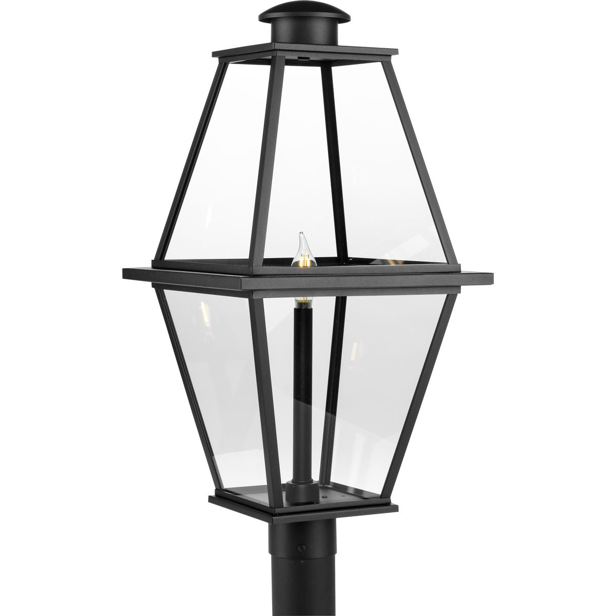 Bradshaw Collection Clear Glass Outdoor Post Lantern - Weatherproof Single Light Fixture for Porch, Patio, Garden & Pathway Lighting | Durable Exterior Wall Mount Design