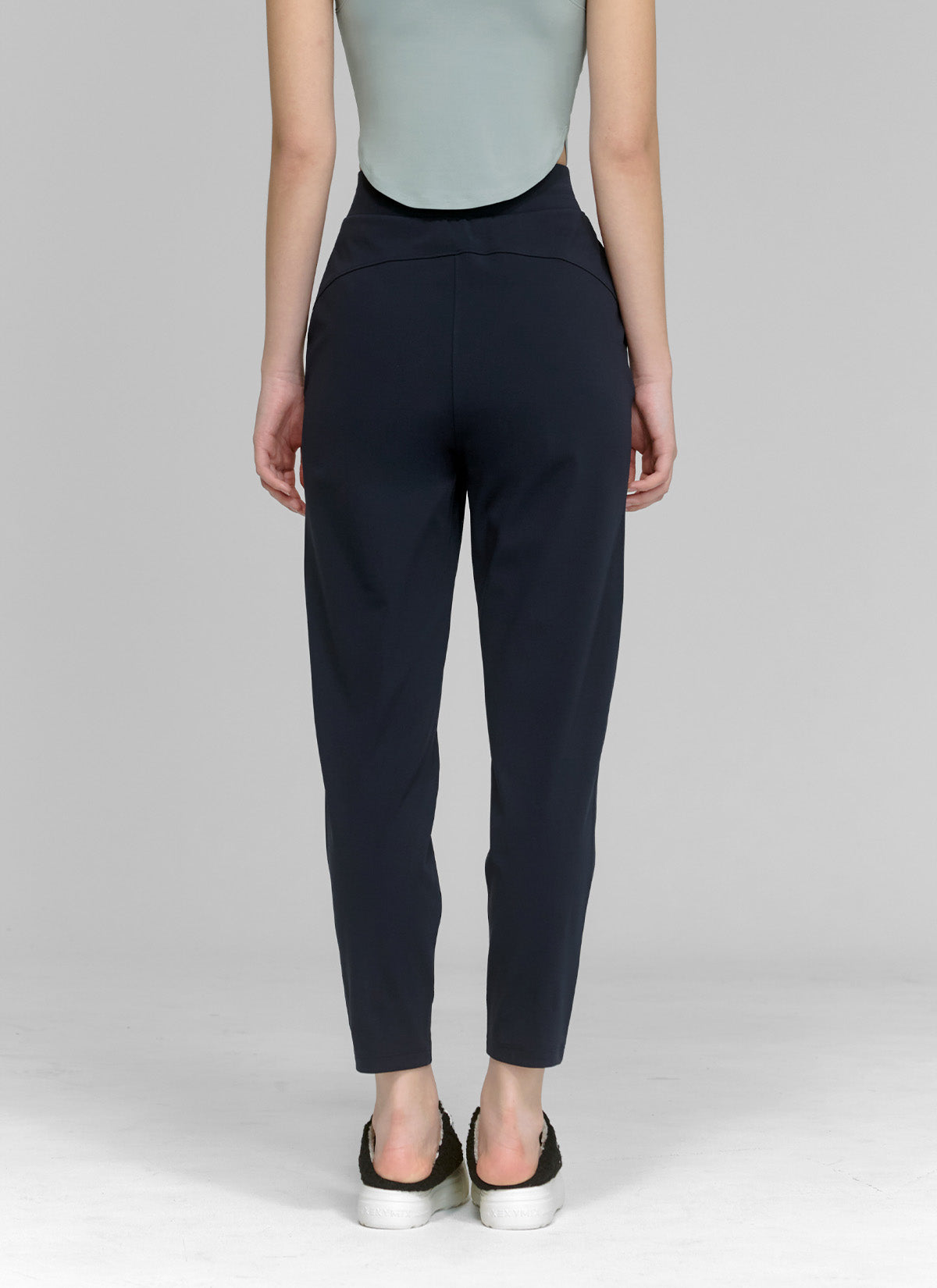 Soft Peach Cotton Slim Pants for Women - Comfortable Stretchy High Waisted Trousers for Work, Travel & Casual Wear