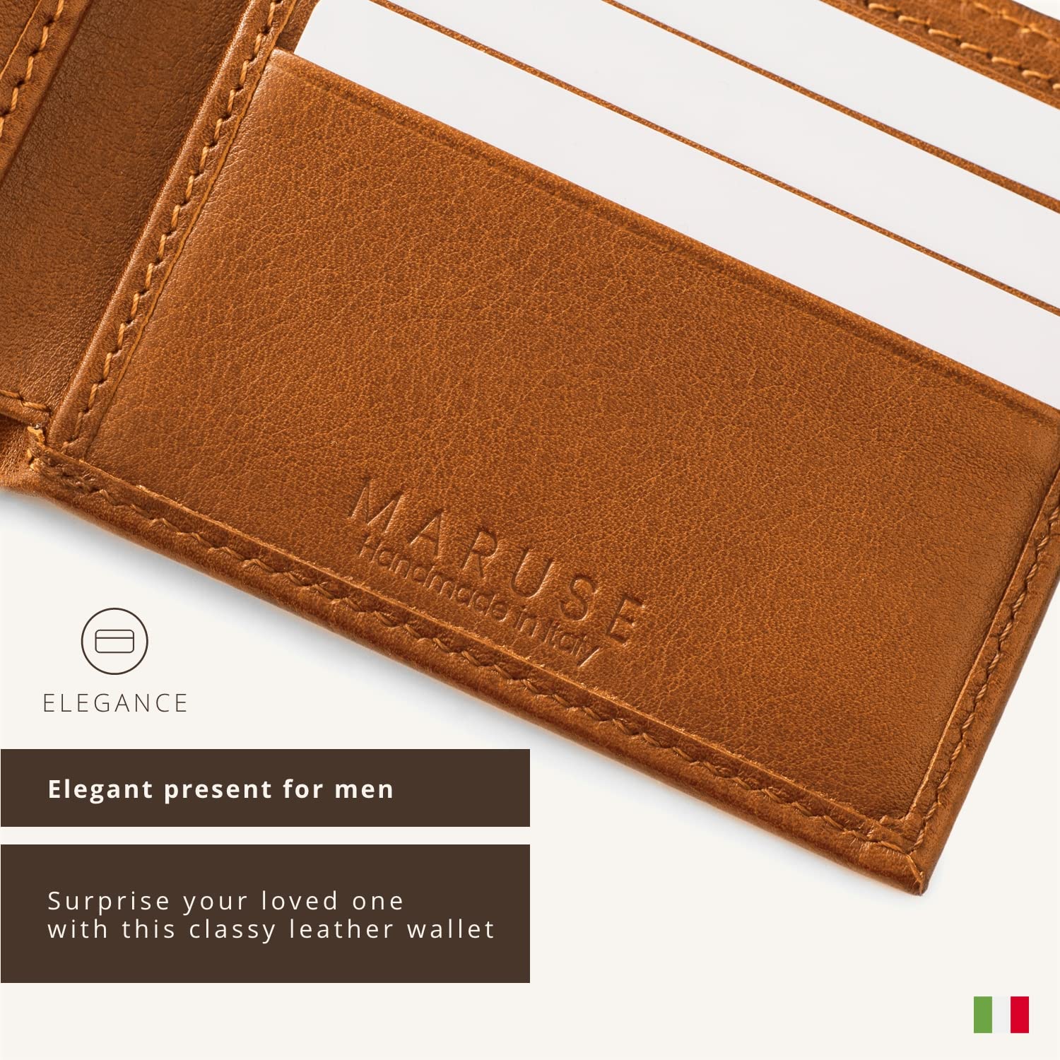 Maruse Bifold Wallet for Men - Genuine Italian Calf Leather Slim Wallet with Interior Pockets | Minimalist & Elegant Design | Perfect Gift for Him | Ideal for Everyday Use, Business & Travel