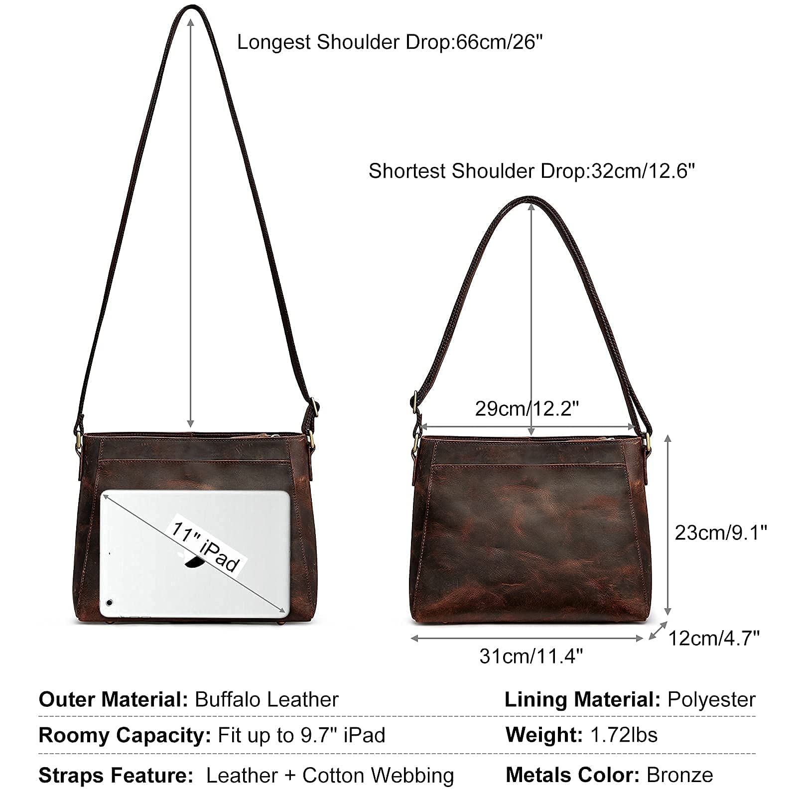 S-ZONE Genuine Leather Tote Bag for Women - Stylish Shoulder Handbag & Crossbody Purse Set | Perfect for Work, Travel & Everyday Use