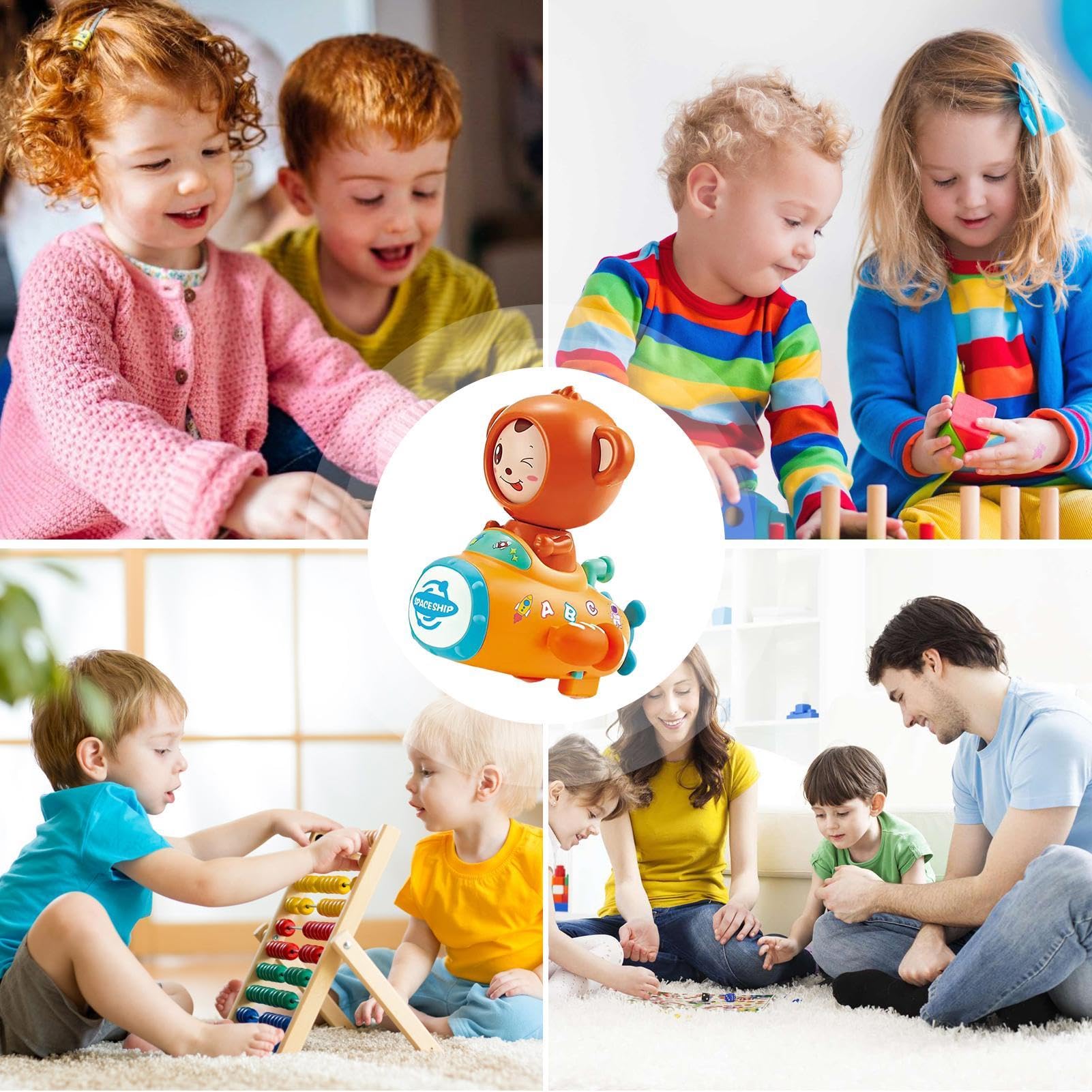 Electric Monkey Toy for Kids - Interactive Electronic Animal Spaceship Toy with Music & Sounds | Fun Birthday Gift for Boys & Girls Ages 3-5 | Perfect for Playtime, Learning & Party Entertainment
