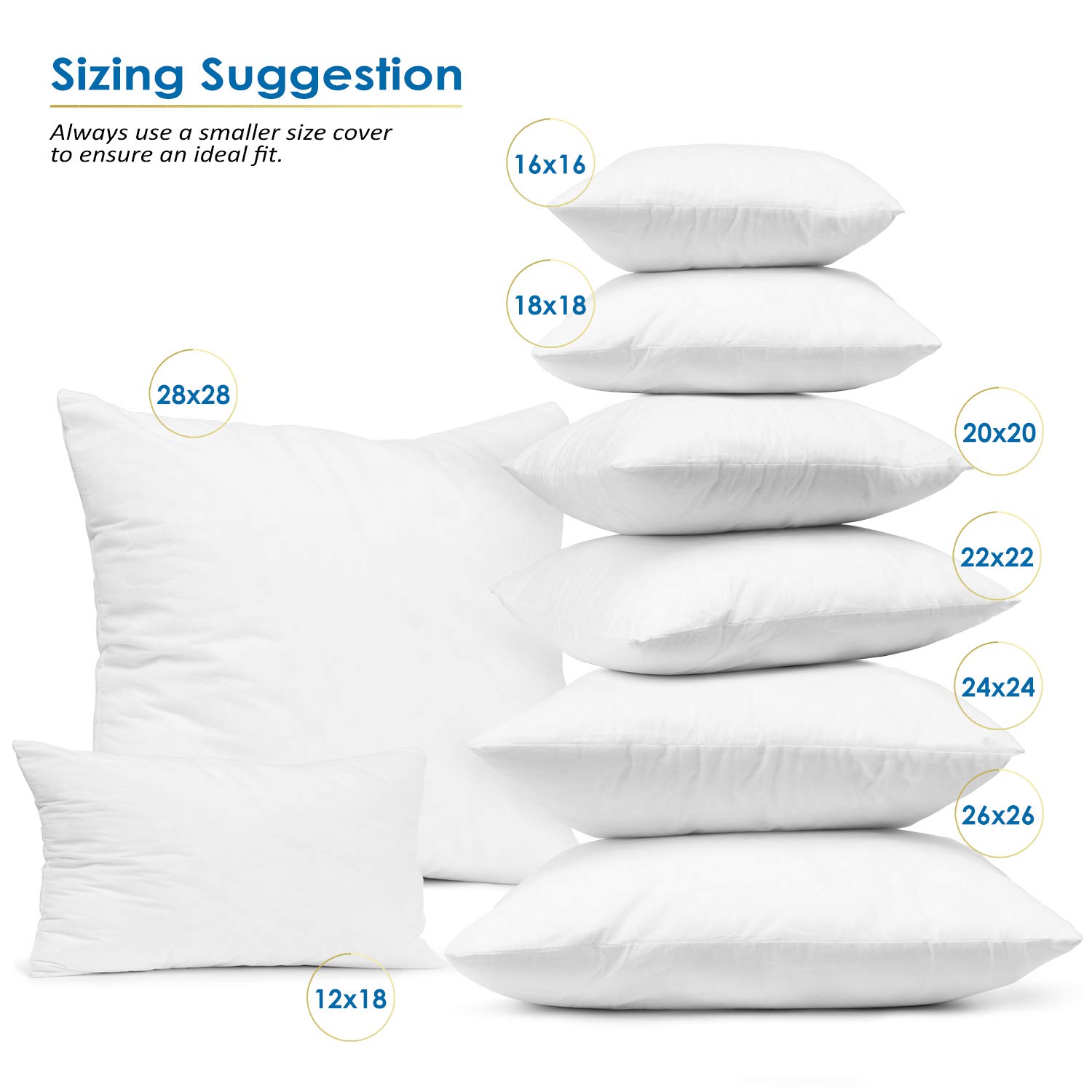 Premium Clara Clark Throw Pillows - 26x26 Inch Decorative Couch Pillow Inserts (Set of 4) for Living Room, Bedroom & Sofa Decor - Soft & Stylish Home Accent Pillows