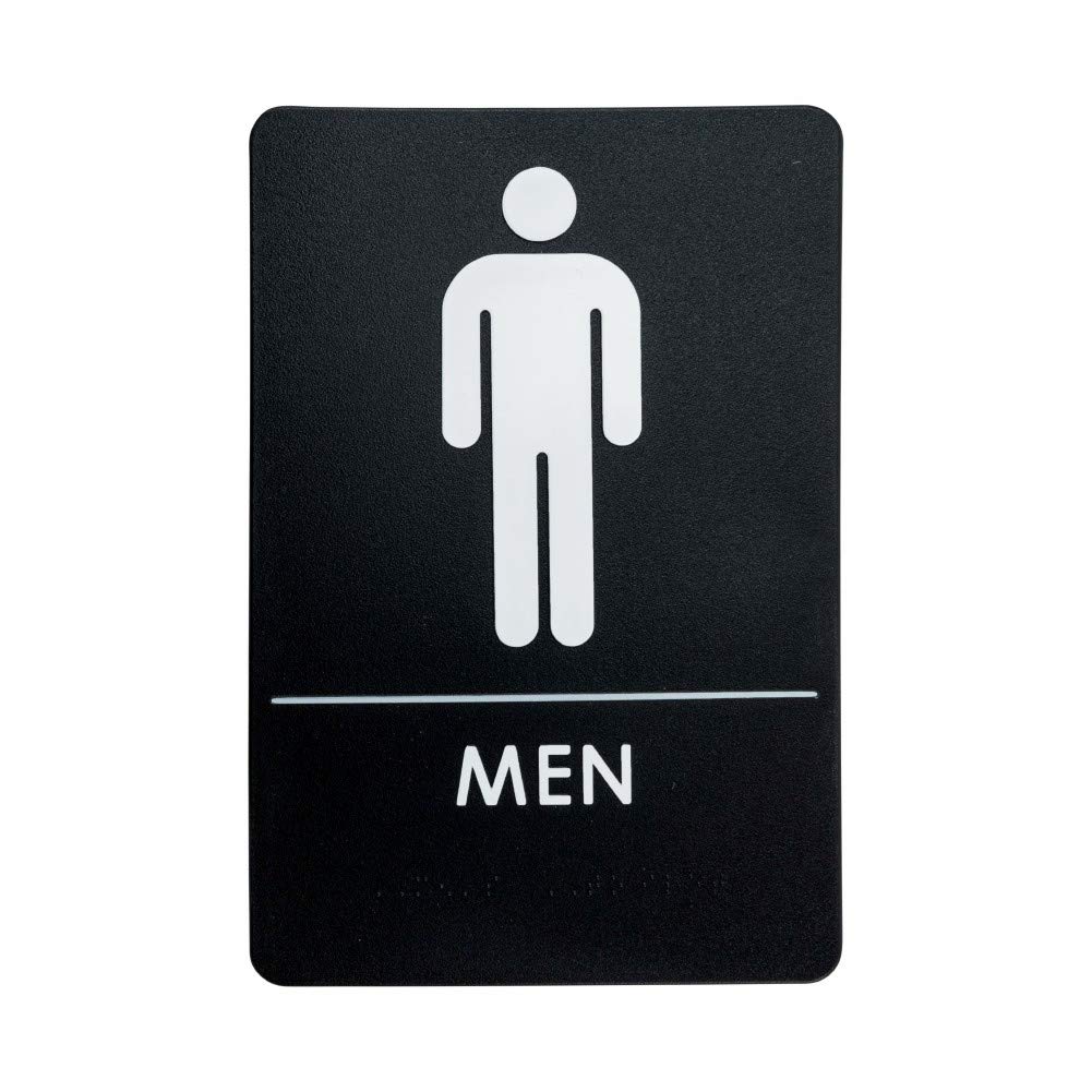 ADA Compliant Men's Restroom Sign - Black & White Bathroom Sign with Adhesive Tape & Instructions - 24 Pack - Perfect for Offices, Restaurants, and Public Spaces