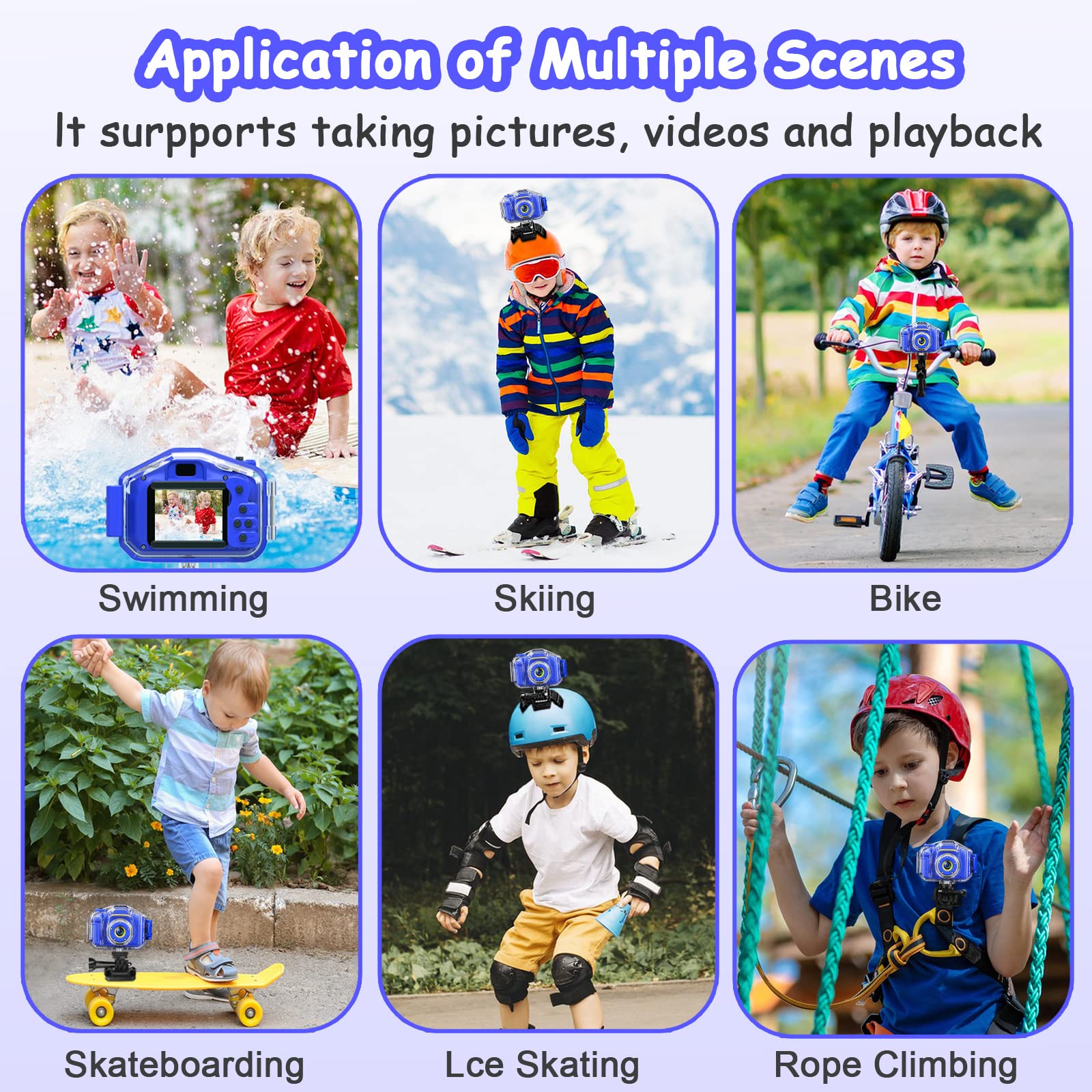 DEKER Kids Waterproof Camera - HD Digital Action Camcorder for Children Ages 3-12 | Underwater & Outdoor Adventure Camera with 2 Inch IPS Screen & 32GB Card | Perfect Christmas Birthday Gift for Boys & Girls (Dark Blue) | Great for Swimming, Beach Vacations & Family Travel