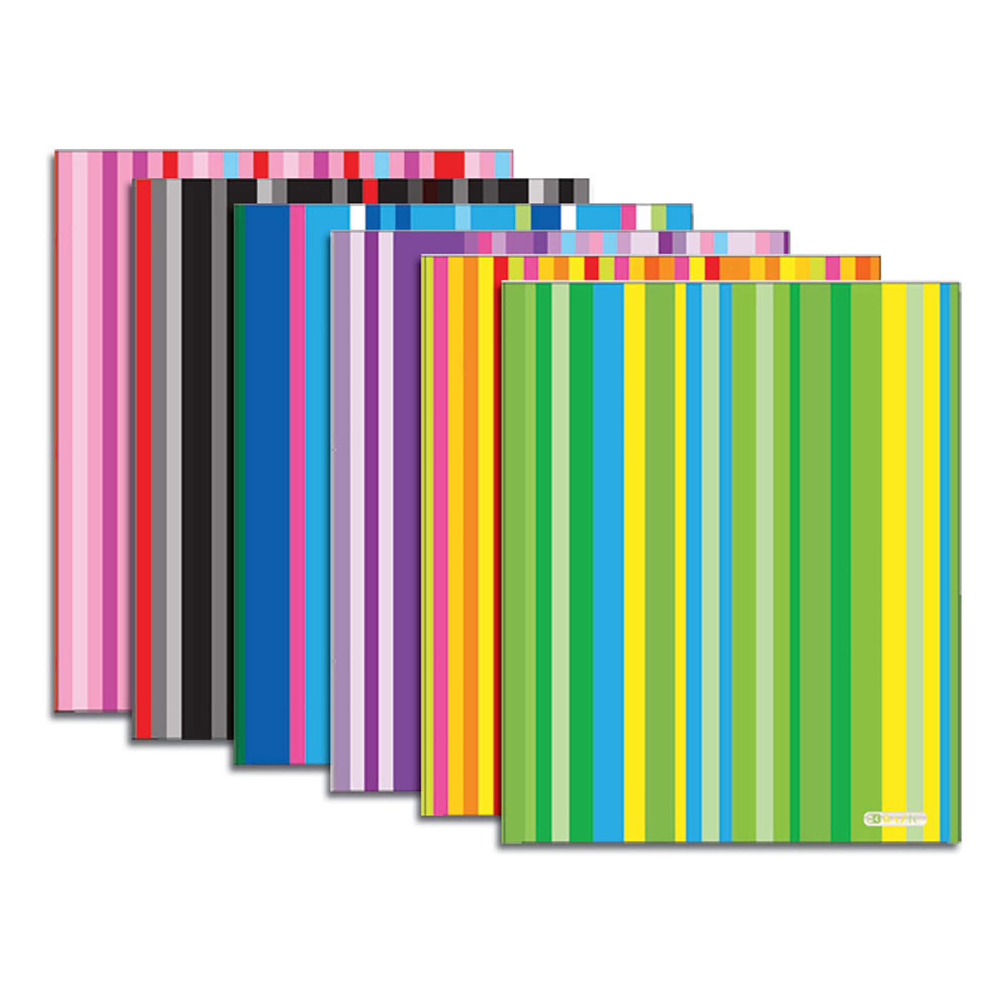 BAZIC 2-Pocket Poly Plastic Folder with Stripes, Letter Size Document Organizer for Office & School - 6-Pack Portfolio for Paper Storage & Organization