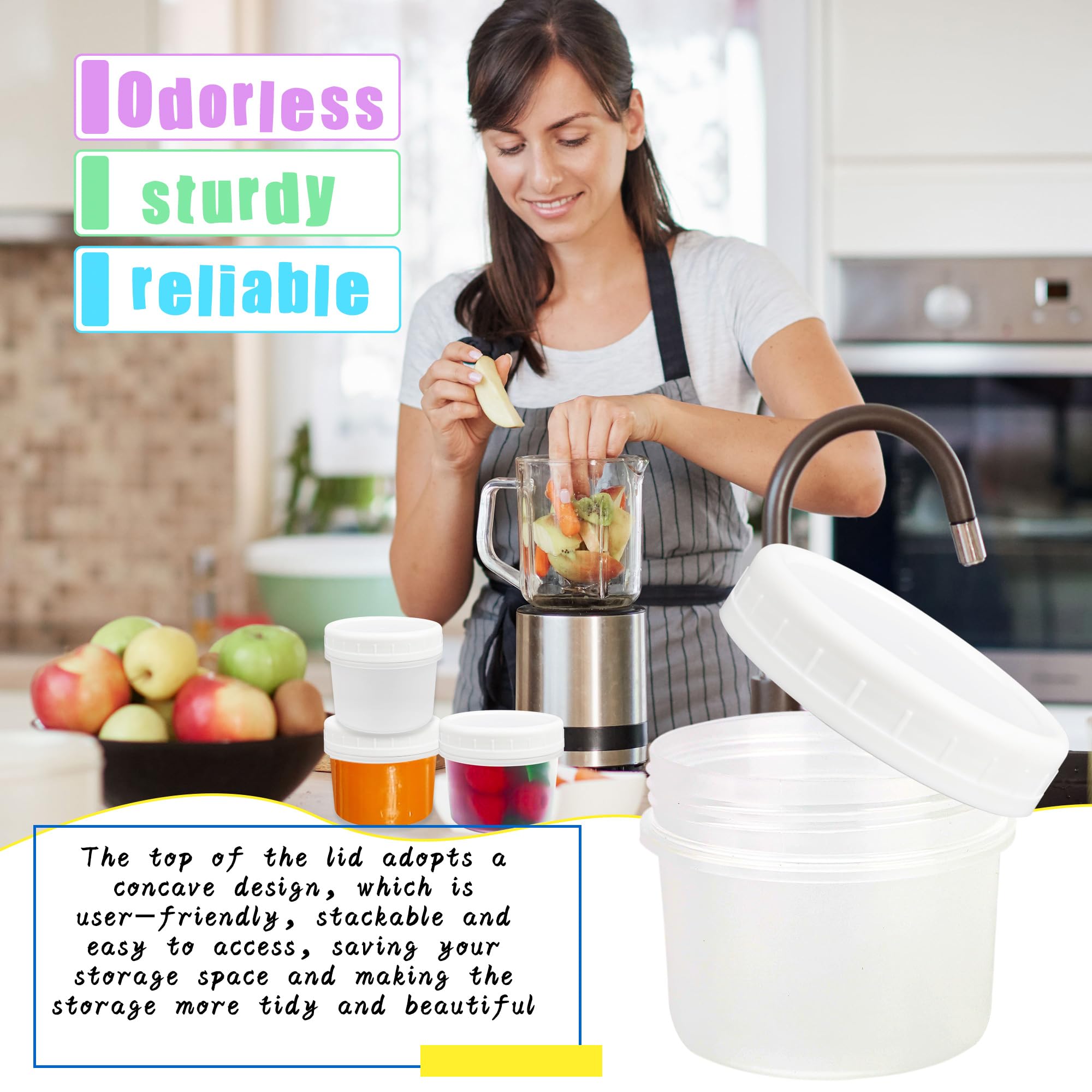 30 Pack 5 oz Plastic Food Storage Containers with Screw Lids - Small Reusable Freezer Safe Containers, Leak Proof Jars for Fruit, Cake, Jam, Ice Cream - Perfect for Meal Prep, Leftovers & Pantry Organization