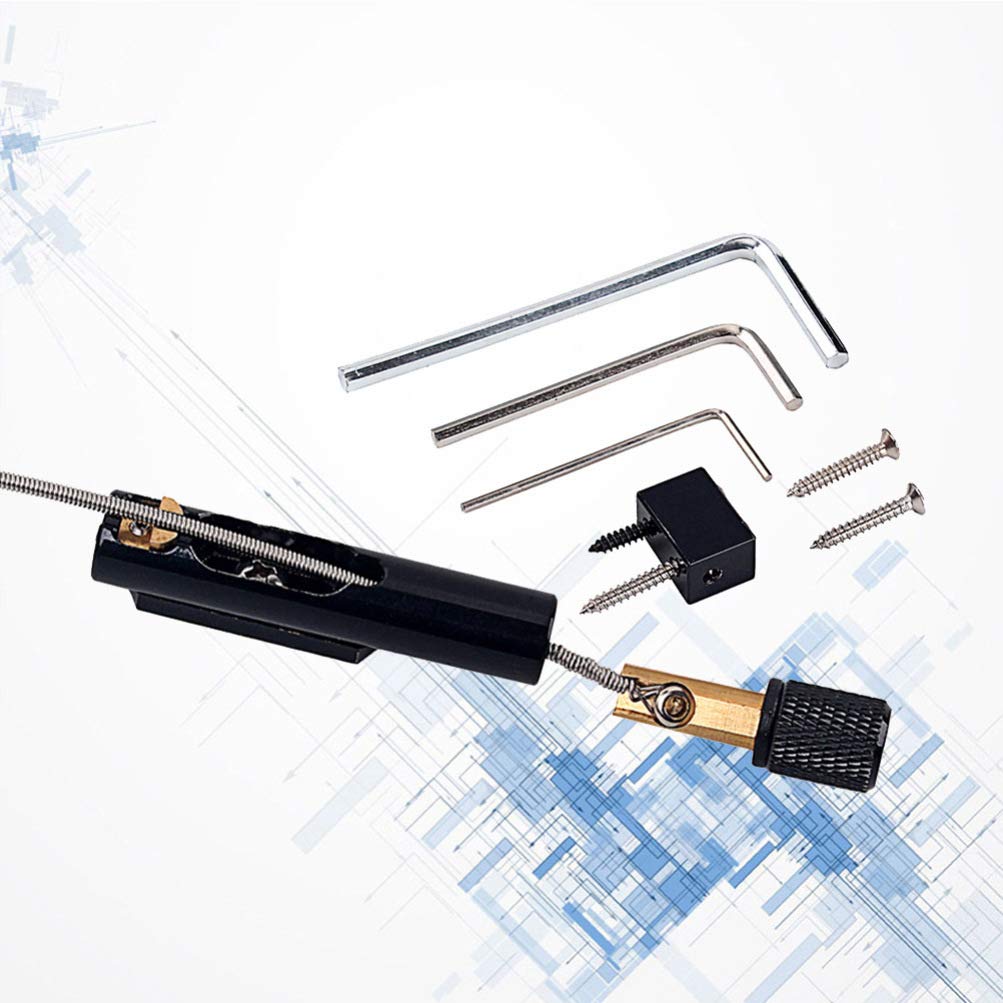 5 String Jazz Guitar Bridge - Single Tremolo Electric Guitar Bridge with Round Saddle - Black Double Bass Bridge for Headless Guitars - Perfect for Jazz, Rock & Metal Performances
