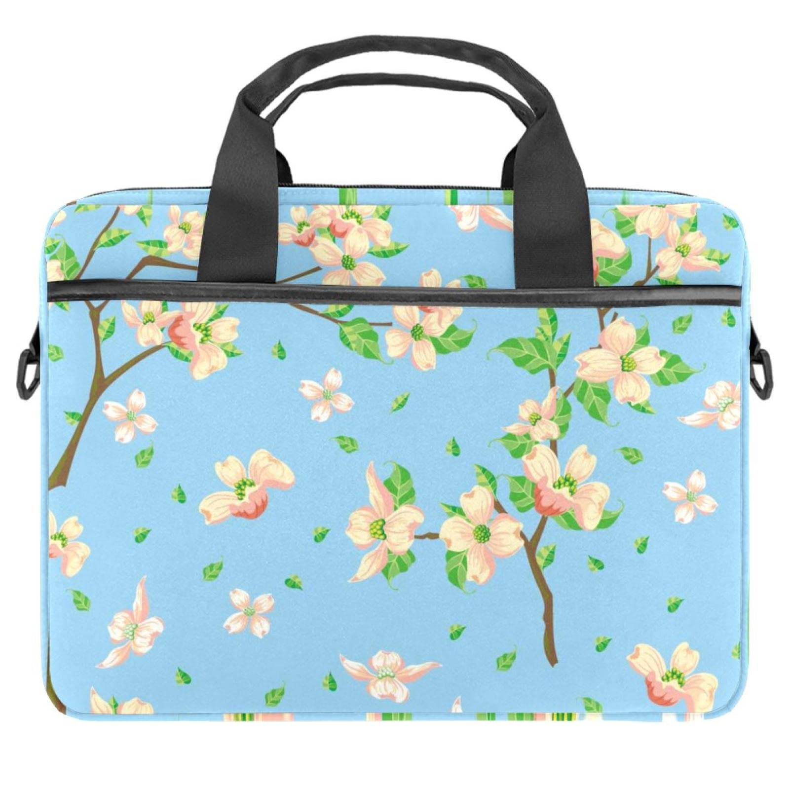 Stylish Blue Floral Laptop Messenger Bag for Women & Men - Durable 14 Inch Shoulder Bag for Work, School & Travel - Perfect Business Handbag & Commuter Case