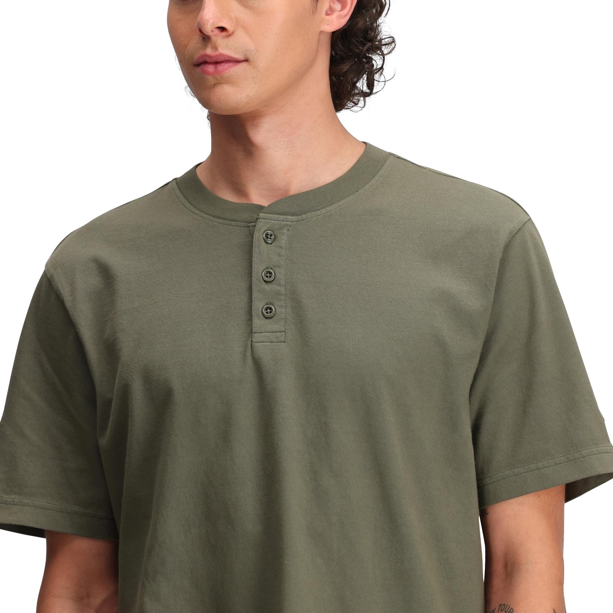 Men's Dirt Henley Short Sleeve Shirt - Casual & Comfortable Cotton Top for Outdoor Activities, Hiking, and Everyday Wear